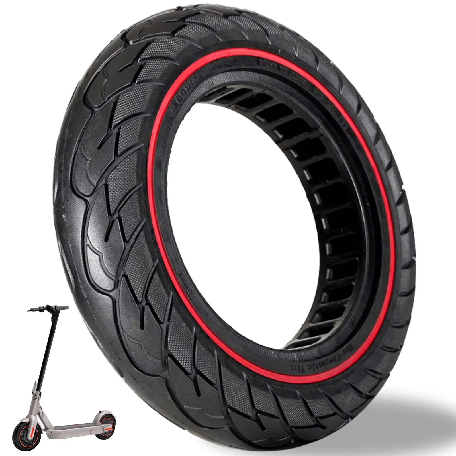 10 Pollici RuoteMonopattino Elettrico, Gomme Piene per Ninebot G30 Max G30E G30LP G2, Copertone Antiforatura