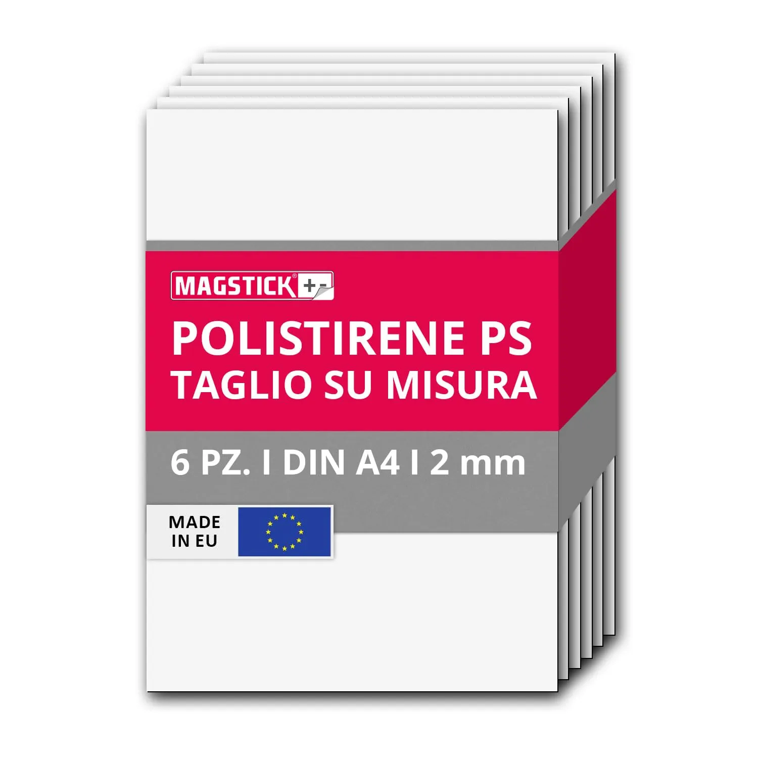 Set di 6 lastre in polistirene bianco - DIN A4 lastre rigide in plastica PS | 21 x 29,7 cm | spessore 2 mm | per modellismo architettura fai-da-te | mag265