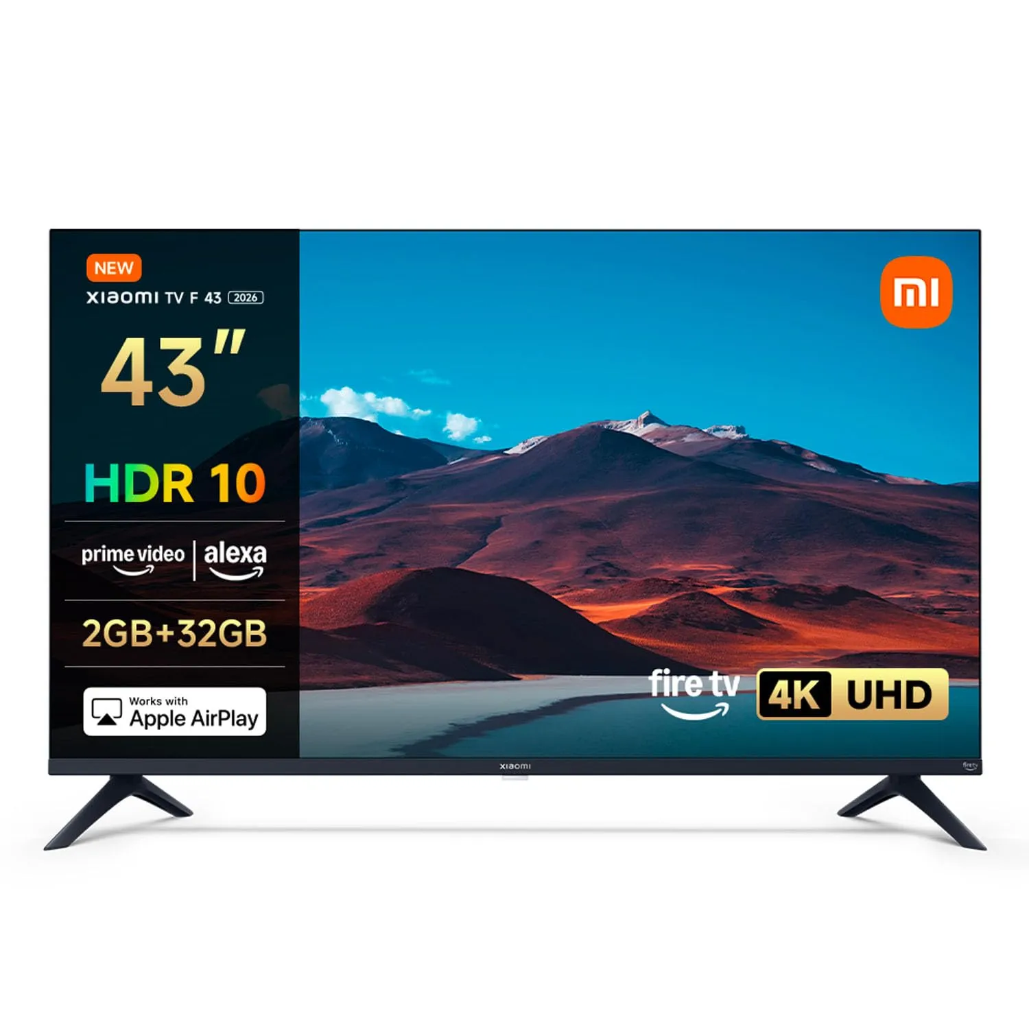 Xiaomi TV F 43 2026, 43 Pollici (109 cm), 4K UHD, Smart, Fire, HDR10, MEMC, Controllo vocale con Alexa, 2GB+32GB, Compatibile con Apple AirPlay