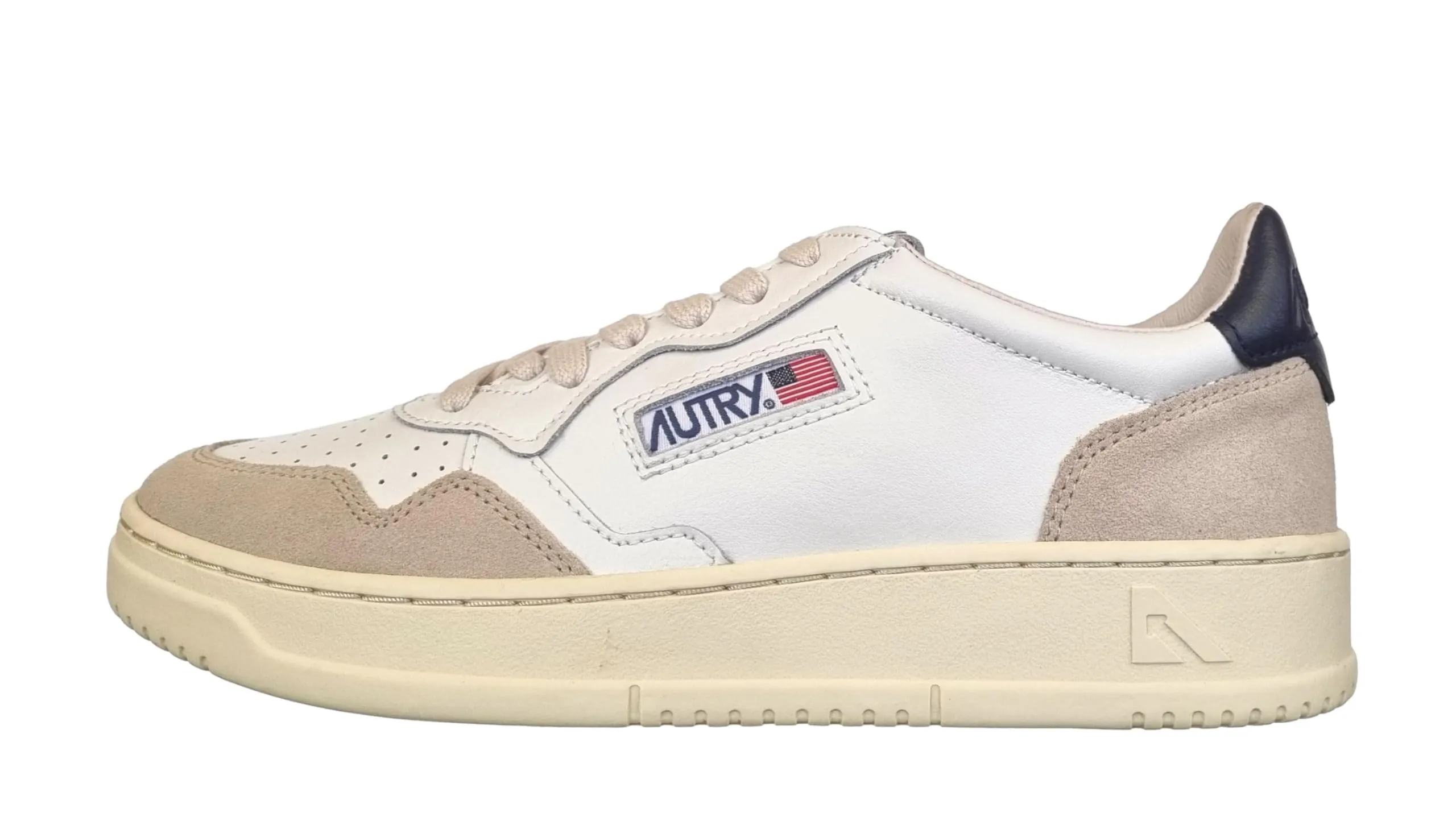 AUTRY Scarpe Sneakers Unisex in Pelle e camoscio LS21 Bianco Nero Beige (Bianco-Nero, Sistema Taglie Calzature EU, Adulto, Donna, Numero, Media, 36)