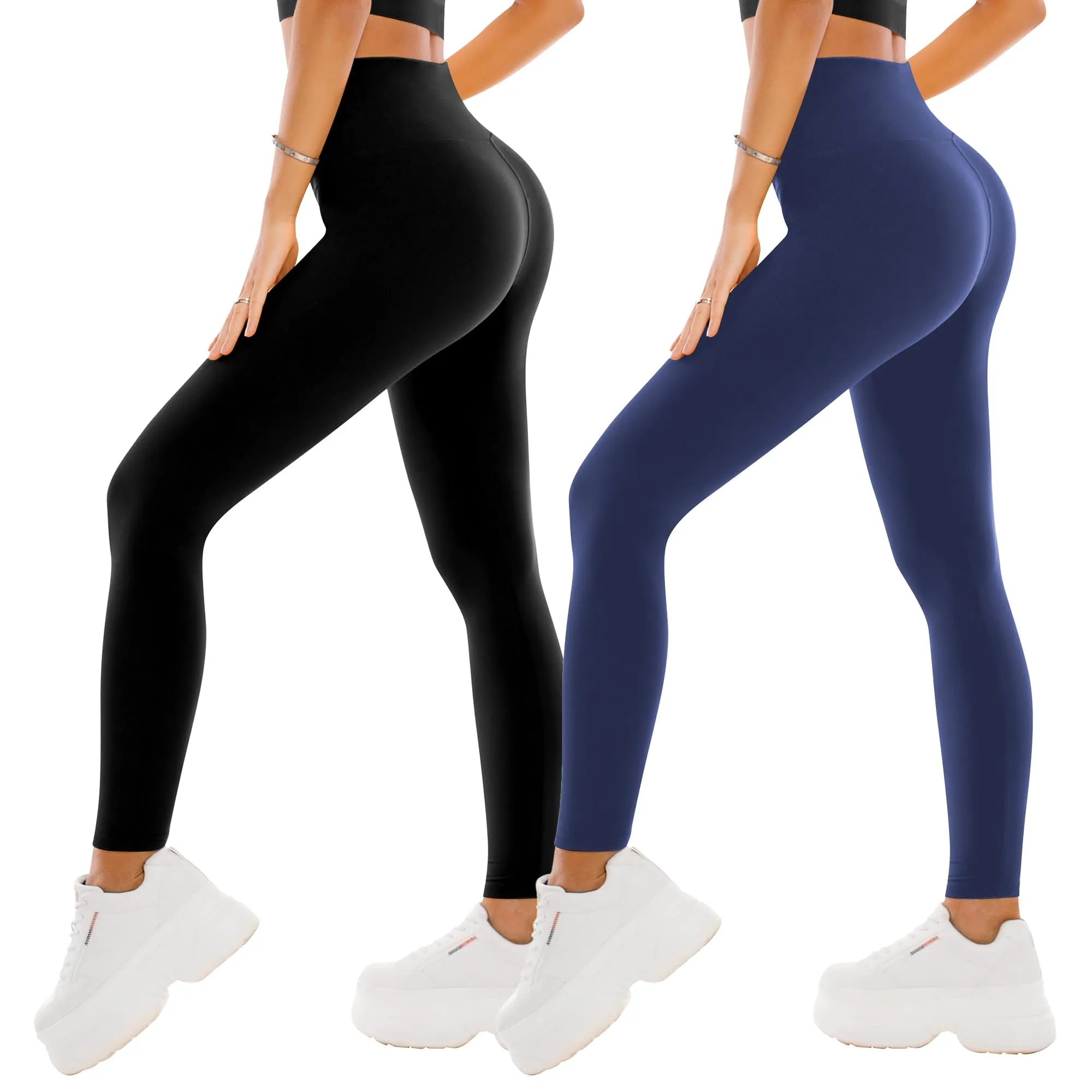 SINOPHANT 2 Confezione Leggins Sportivi Donna a Vita Alta, Pantaloni Yoga Controllo della Pancia Opaco Elastici Leggings