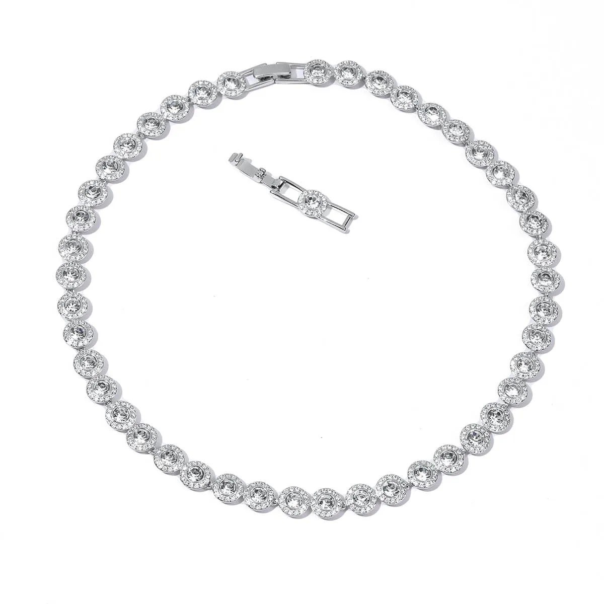 Collana angelica - Collane di cristallo in oro 18 carati, collana delicata di gioielli in oro, cristallo trasparente per donne, matrimonio, festa, matrimonio, San Valentino (Collana, Oro Bianco)