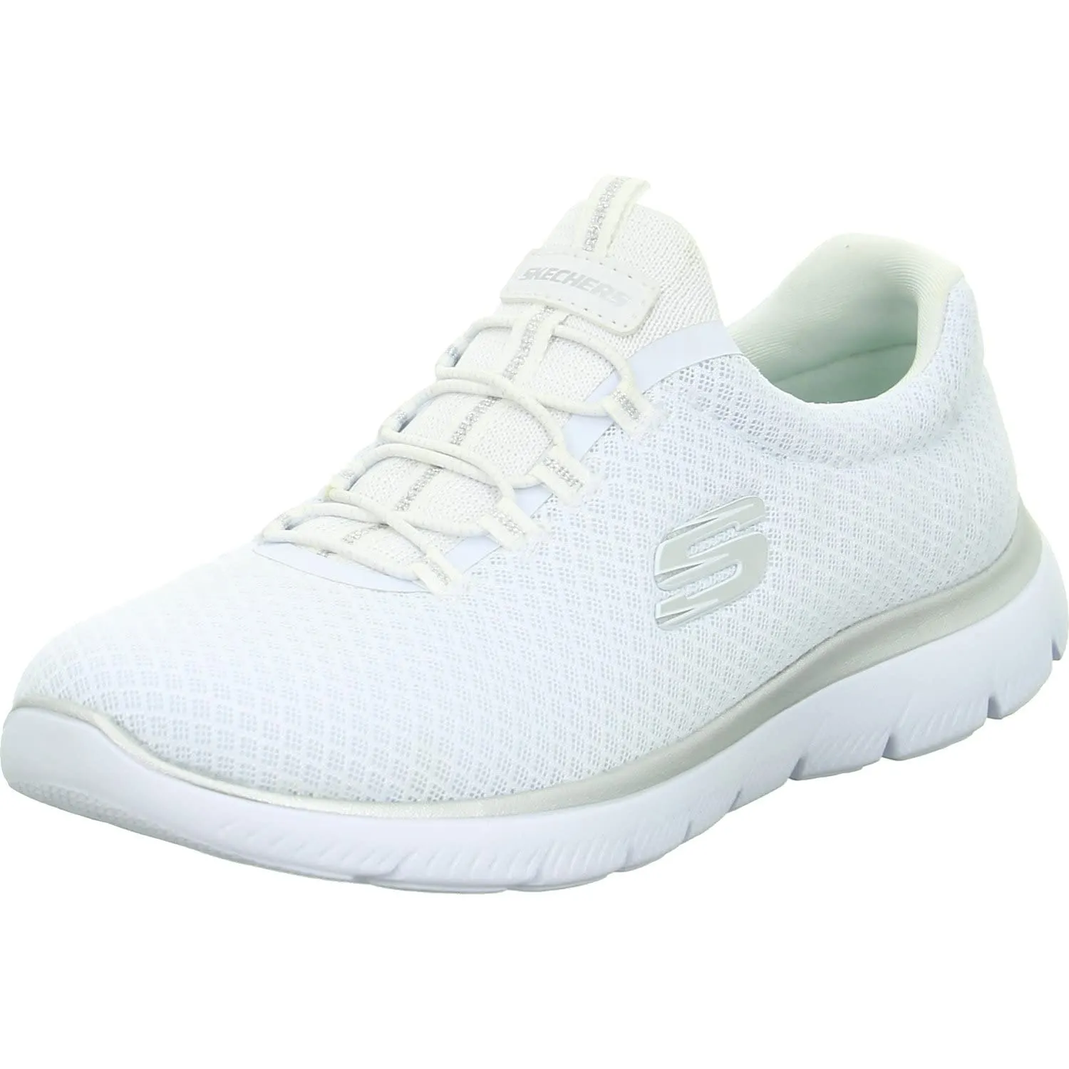 Skechers Summits Top Player, Scarpe da ginnastica Donna, White Mesh Silver Trim, 38.5 EU