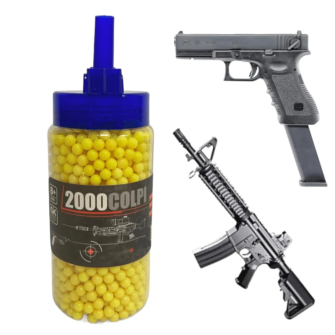 Confezione 2000 Pallini per Softair 6mm 0,12 gr Pallini per Pistola Fucile Mitra Pallini Soft Air Precisione e Alta Qualità con Beccuccio per Ricarica Rapida Biberon da 2000 Colpi,colori assortiti