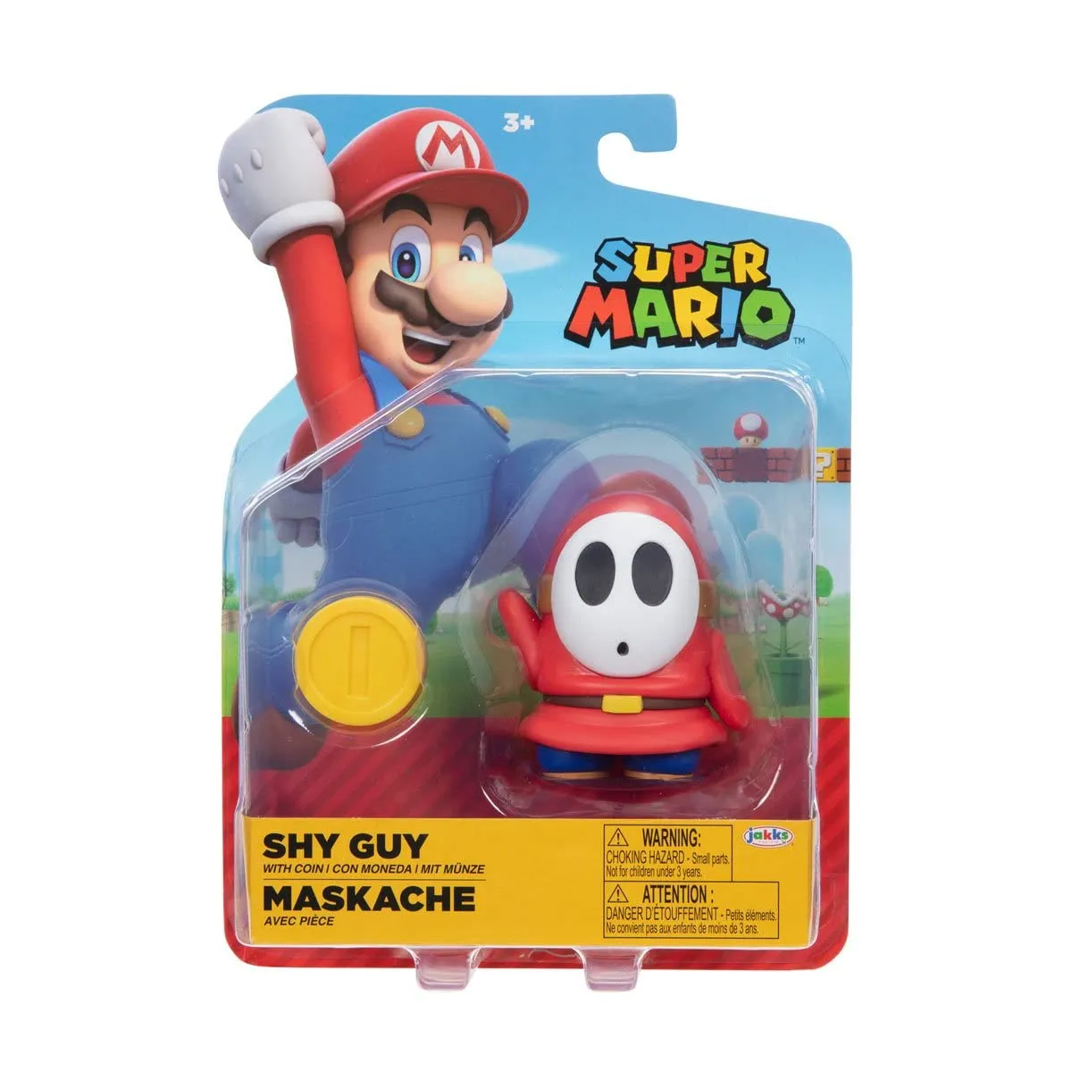 World of Nintendo Super Mario - Statuetta snodata 10,2 cm + accessorio - Shy Guy + pezzo