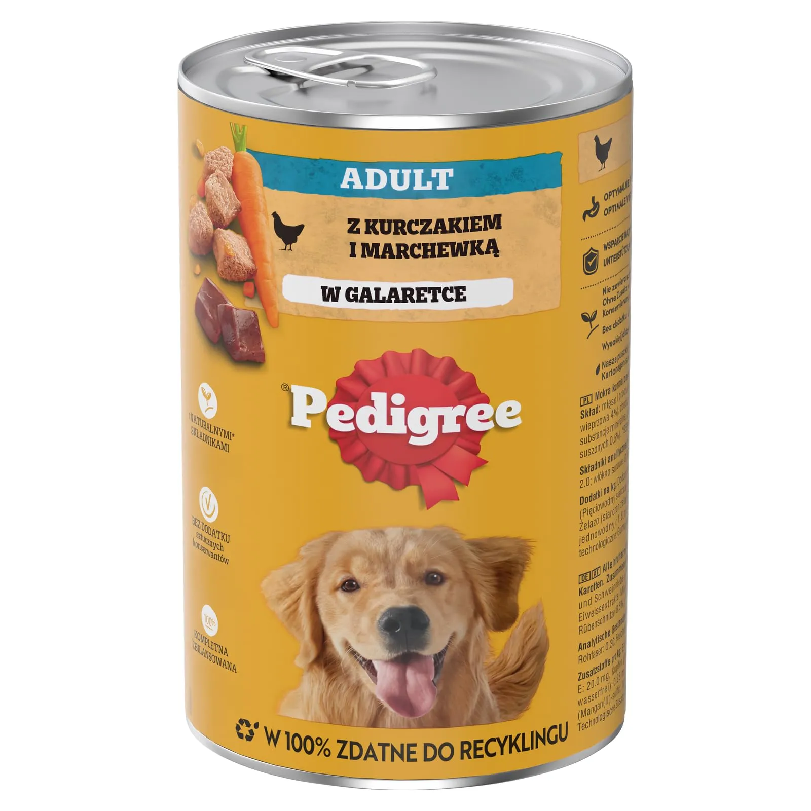 Pedigree Cibo umido per adulti per cani con pollo e carota in gelatina 6 x 1200 g (6 dosi)
