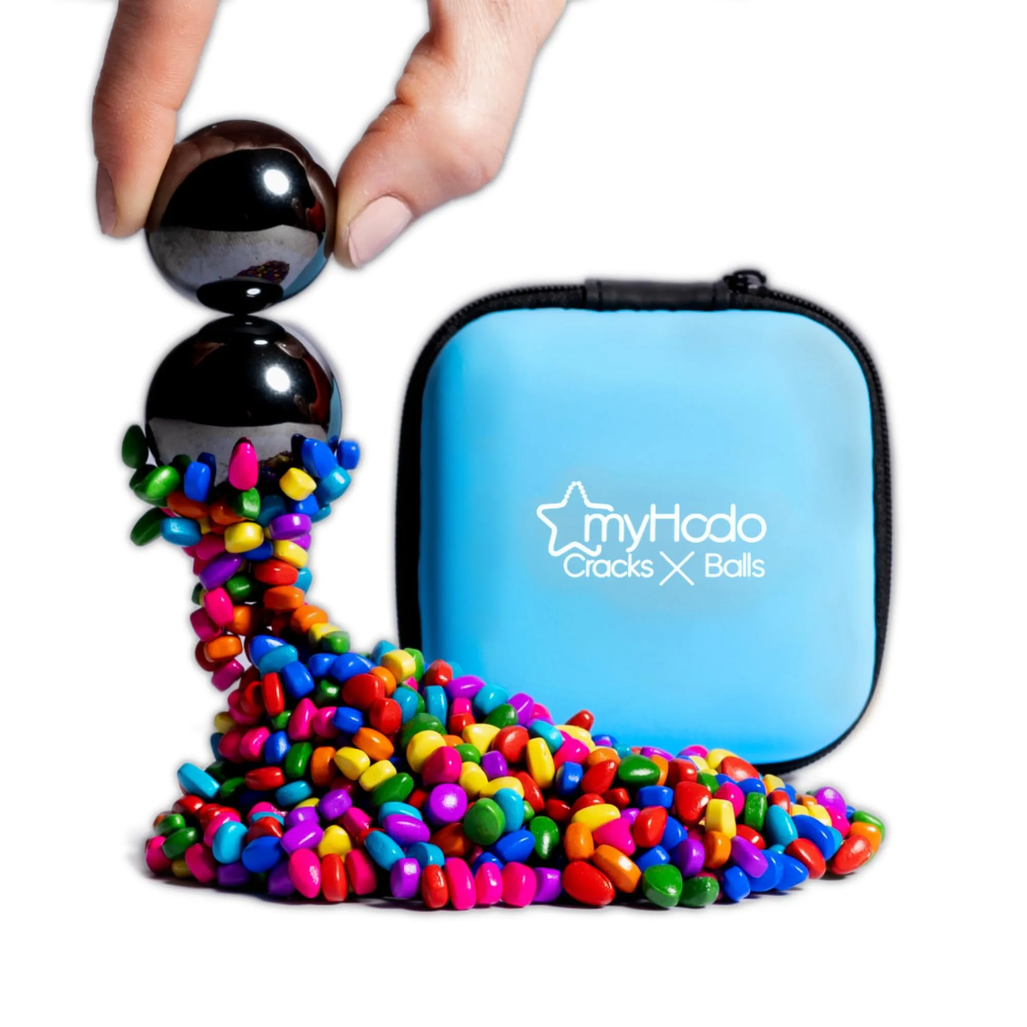 myHodo Crack Magnets Bundle | 2x Sfere Magnetiche Forti (33mm) & 550+ Pietre Magnetiche Colorate (~6mm) | Gioco Magnetico per ASMR & Relax | Fidget Magnet Toy | Giocattolo Antistress | Aiuto per ADHD