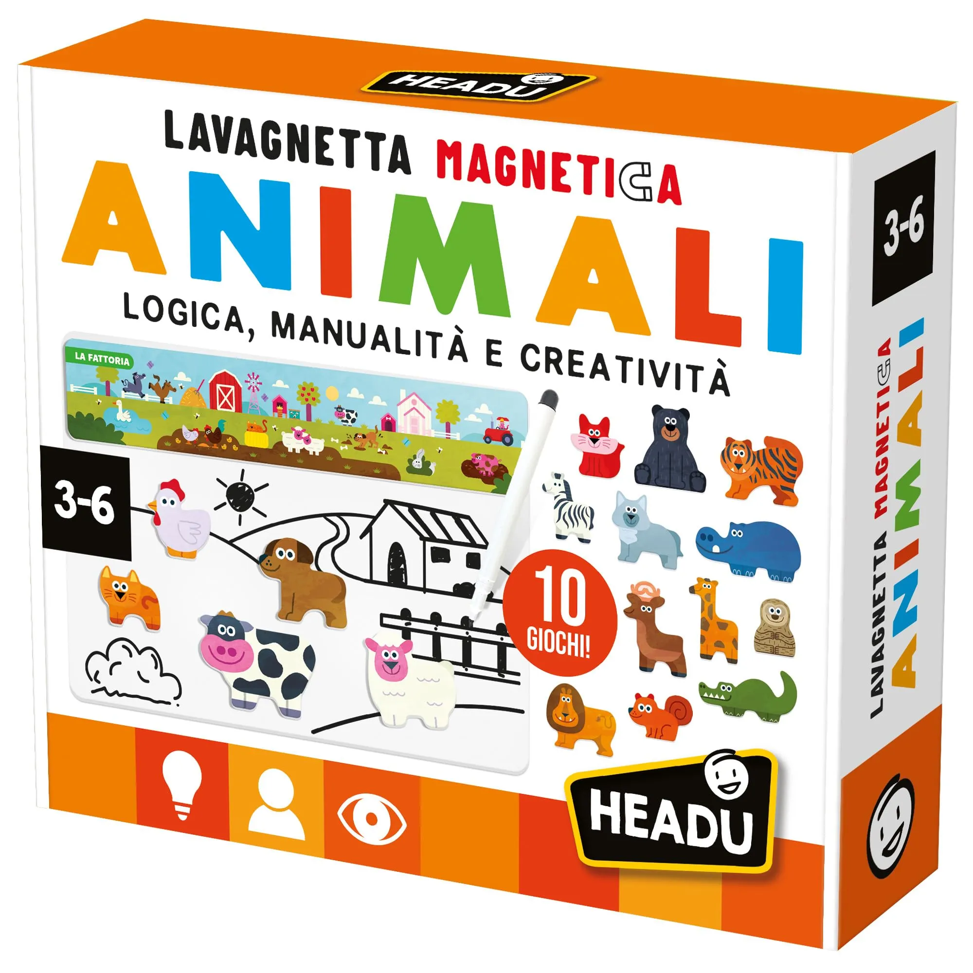 HEADU - 10 Giochi con gli Animali Magnetici - Tantissime sagome per divertirsi e imparare | Giochi Educativi 3-6 Anni