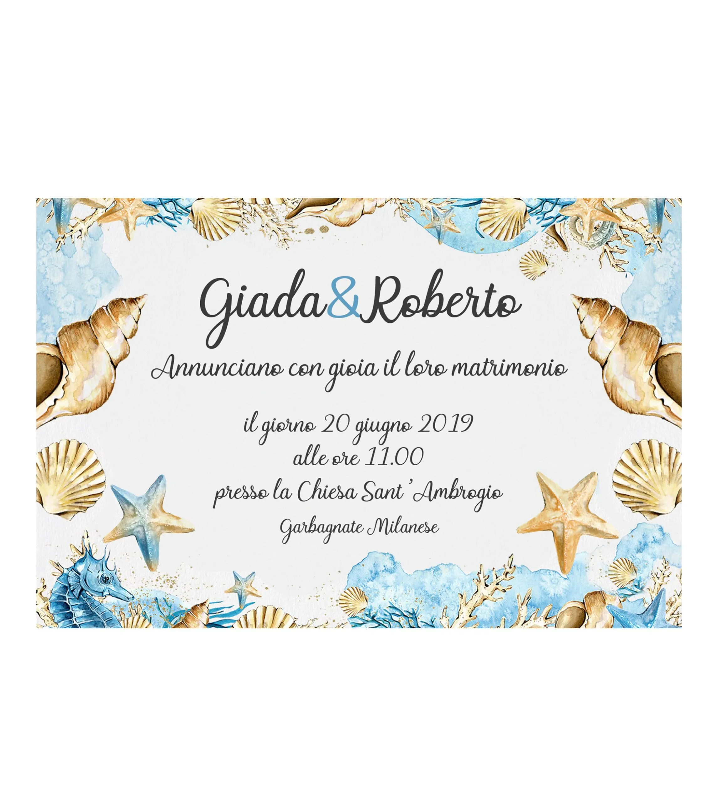 Partecipazioni matrimonio personalizzate inviti nozze conchiglie mare sabbia 10 pz