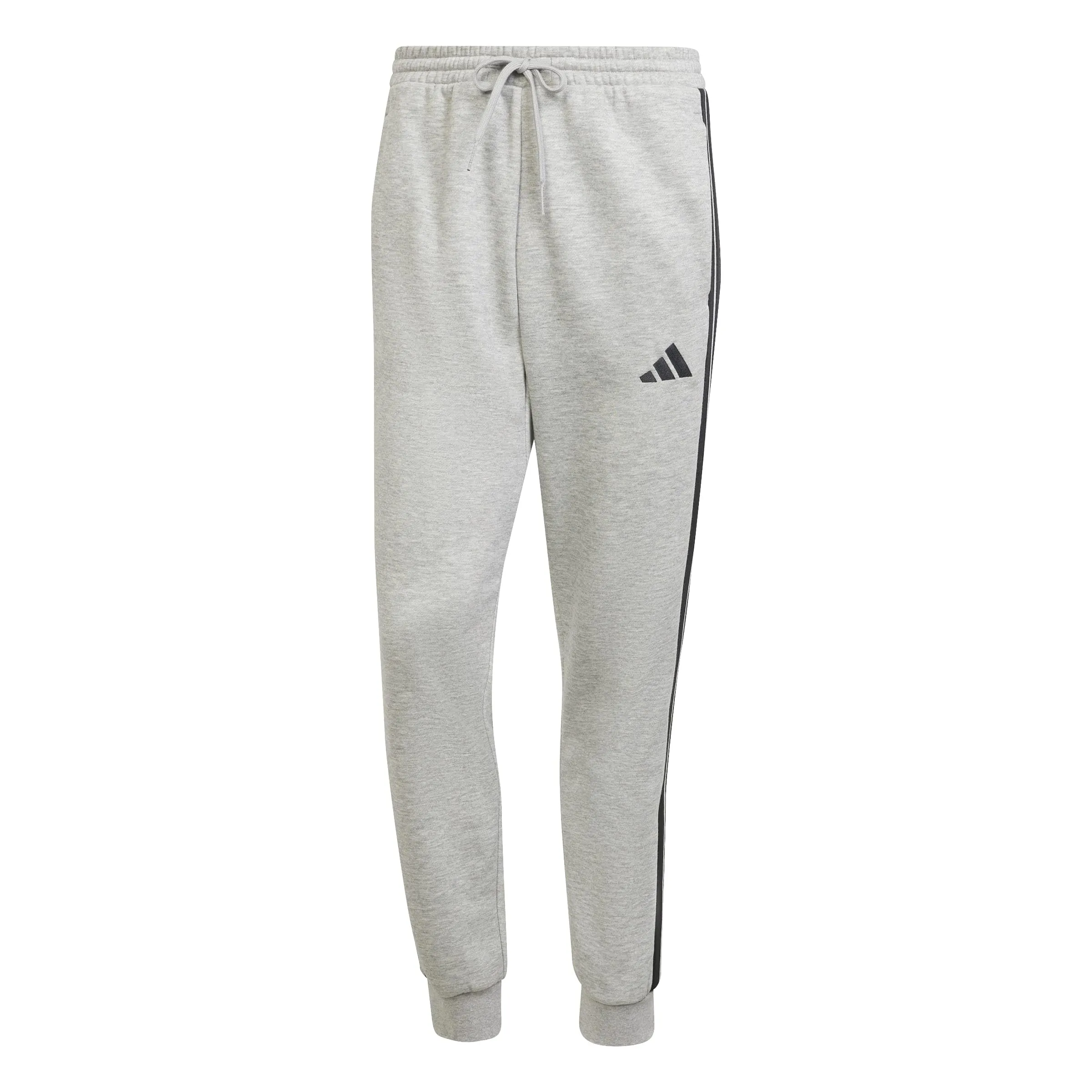 adidas Uomo Essential Three Stripes Fleece Pant, Medium Grey Heather/Black, M