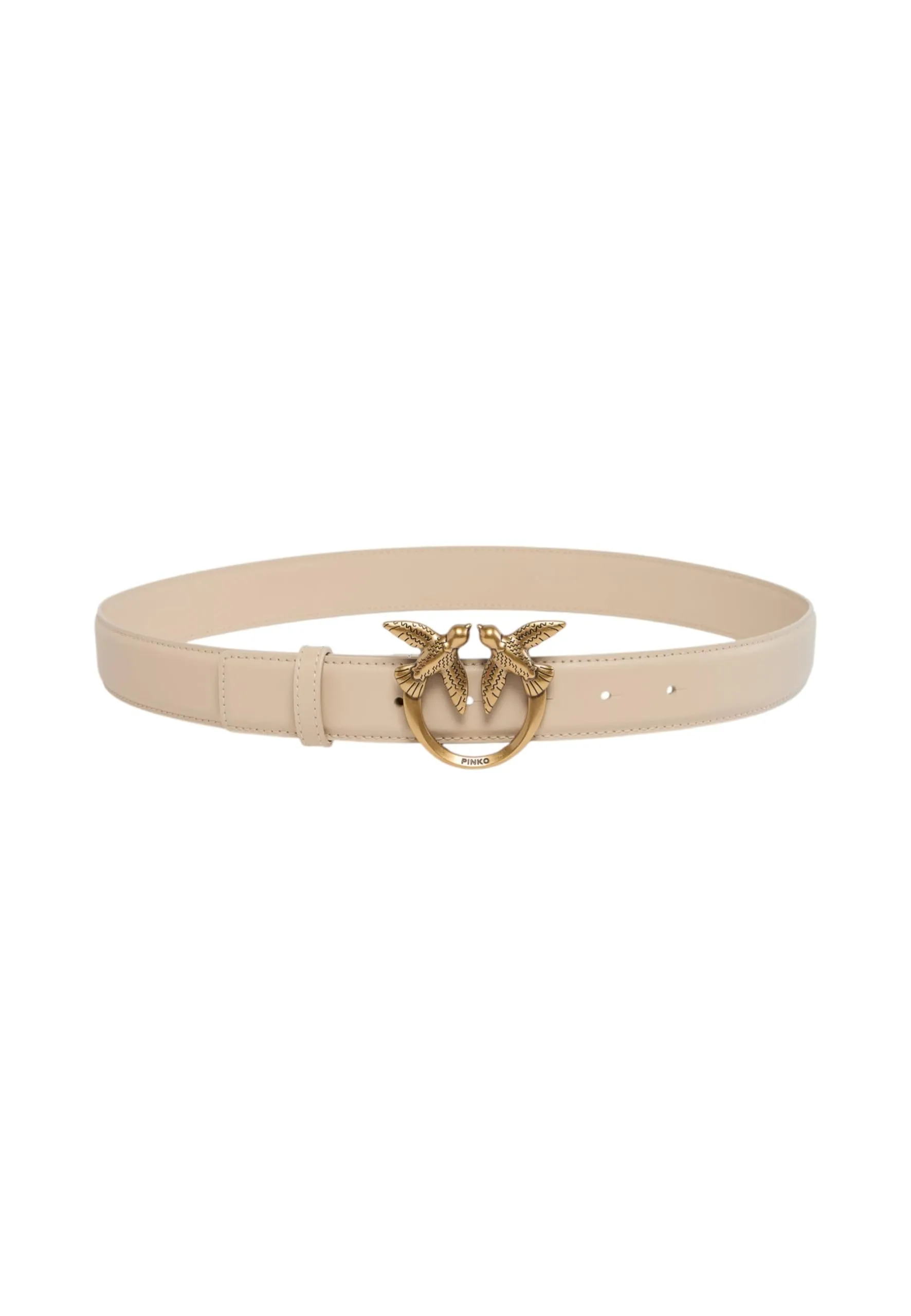 Pinko Cintura Love Birds in morbida pelle mano seta beige da donna S