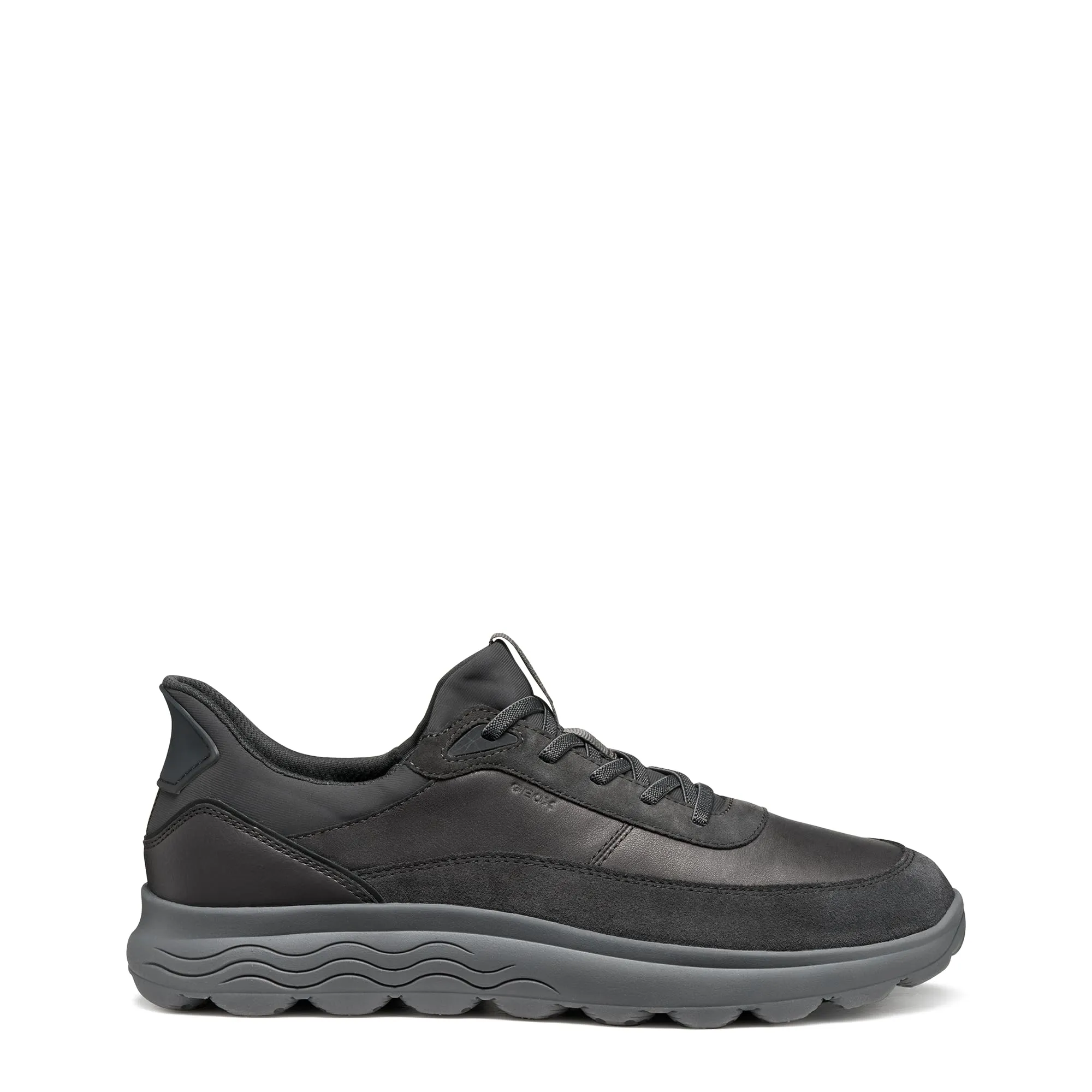 Geox Sneaker da uomo SPHERICA Plus in pelle liscia nera, Nero , 40 EU