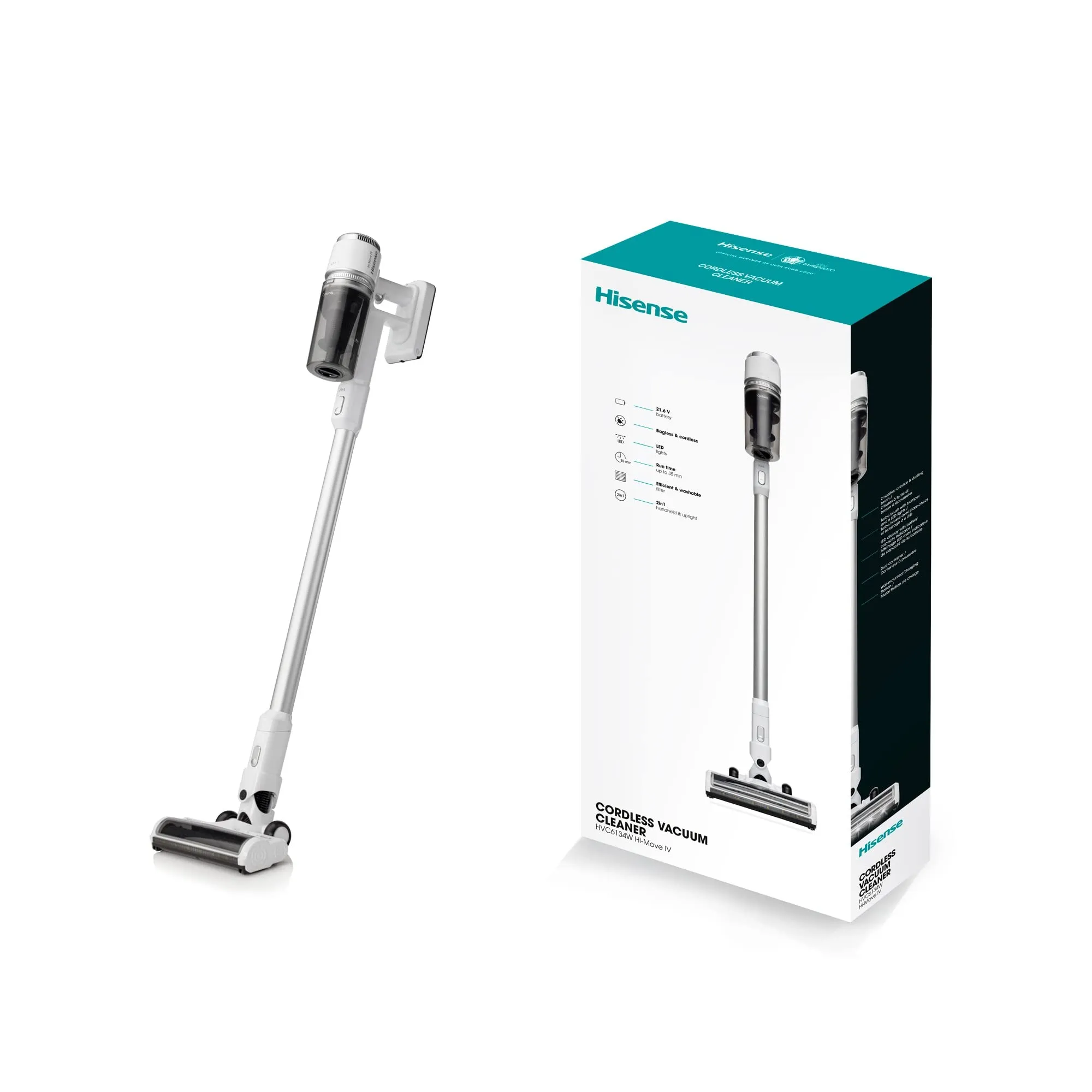 Hisense Aspirapolvere Senza Cavo HVC6134W, Scopa aspirante, Bianco, 4kg
