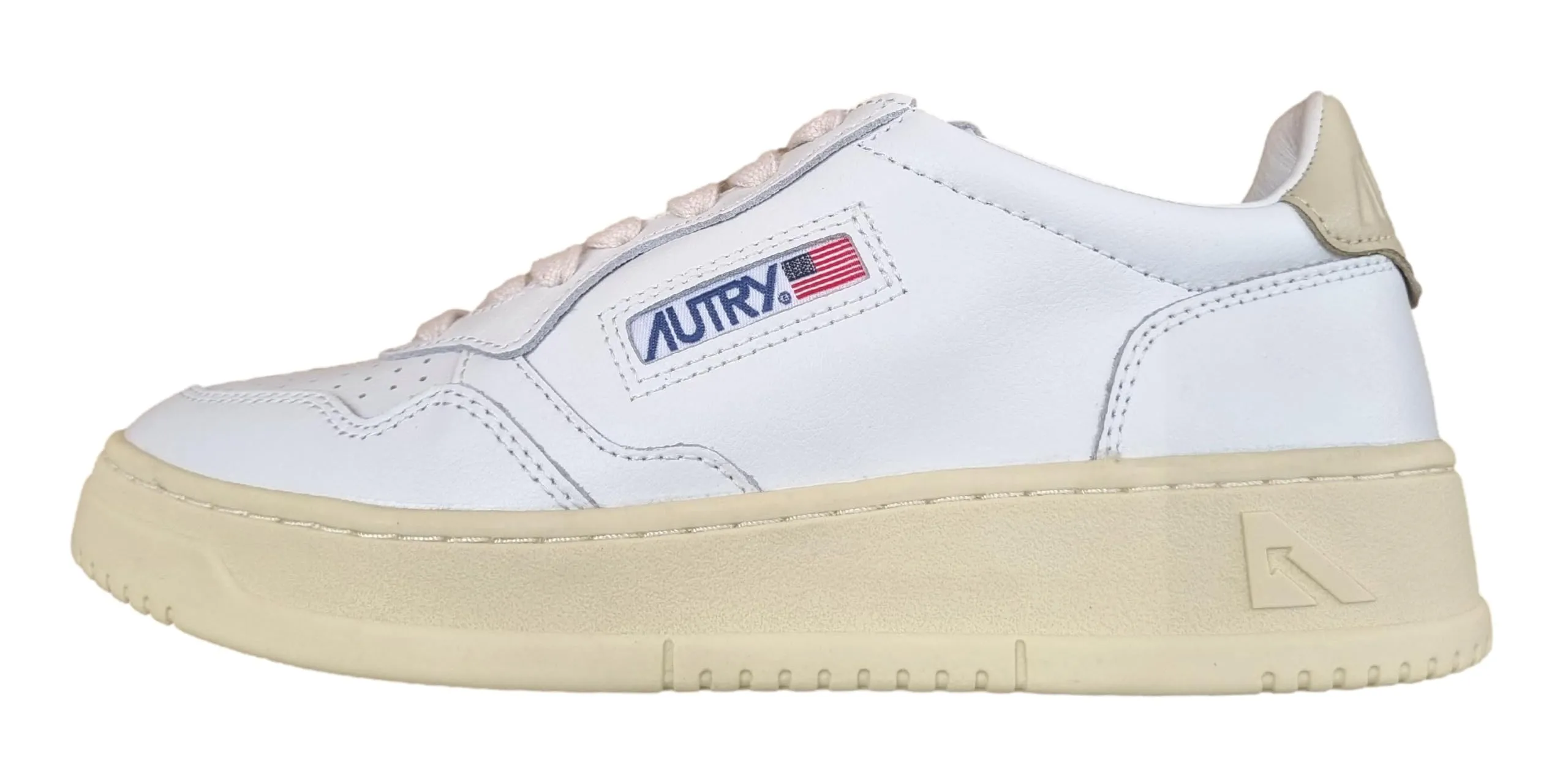 AUTRY Scarpe Sneakers da Donna in Pelle Bianco e Naturale LL87 medelist (Sistema Taglie Calzature EU, Adulto, Numero, Media, 39)