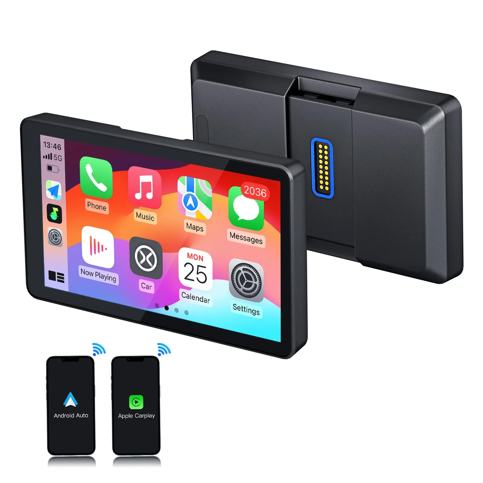 Display touchscreen premium CARabc DB601 da 6'' per moto BMW, CarPlay wireless e Android Auto, impermeabile IP68, GPS integrato, Wi-Fi 5G, supporto Siri e Google Assistant