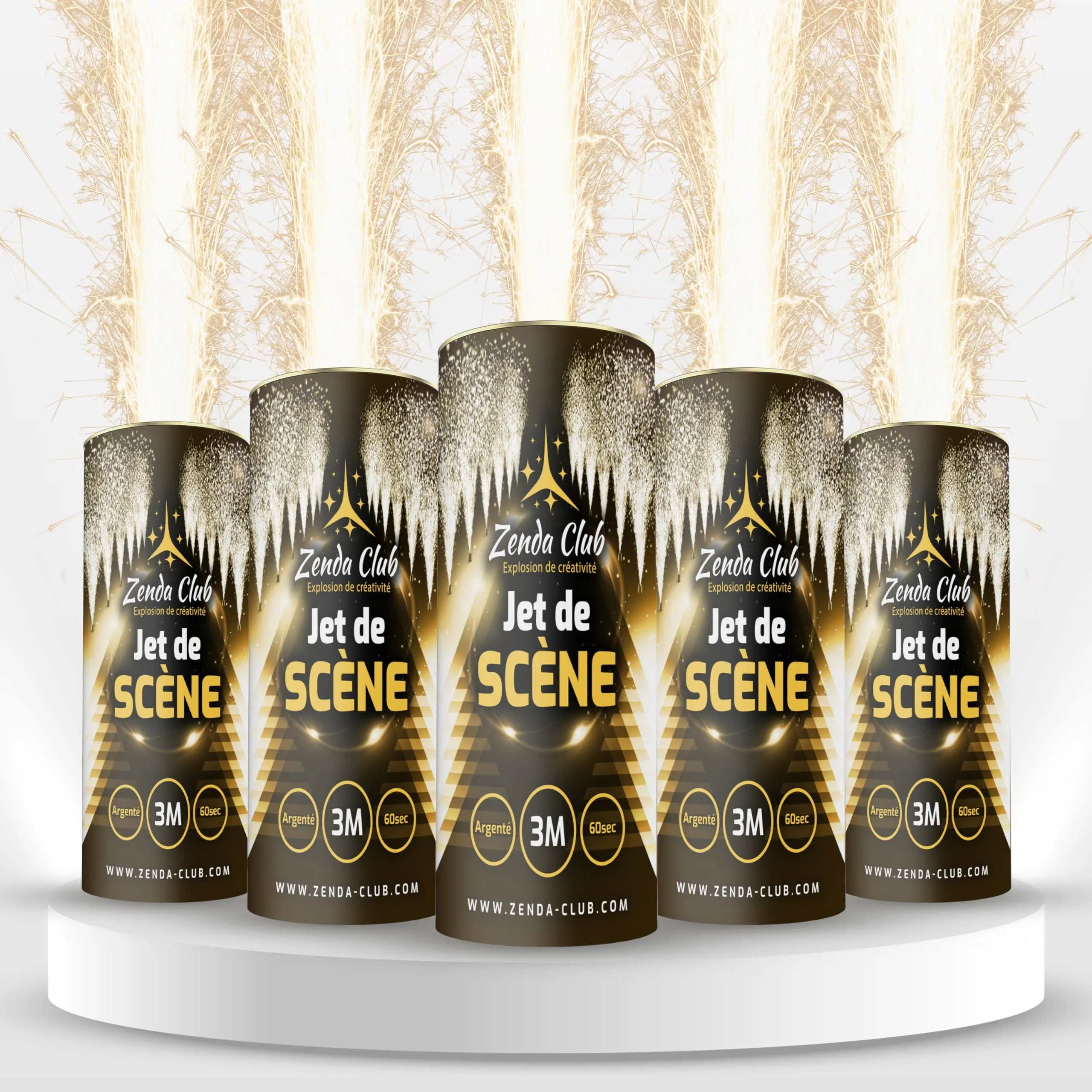 Zenda club® 5(oro) - Getti da scena 3 metri / 60 secondi - Fuochi d'artificio interni - Oro