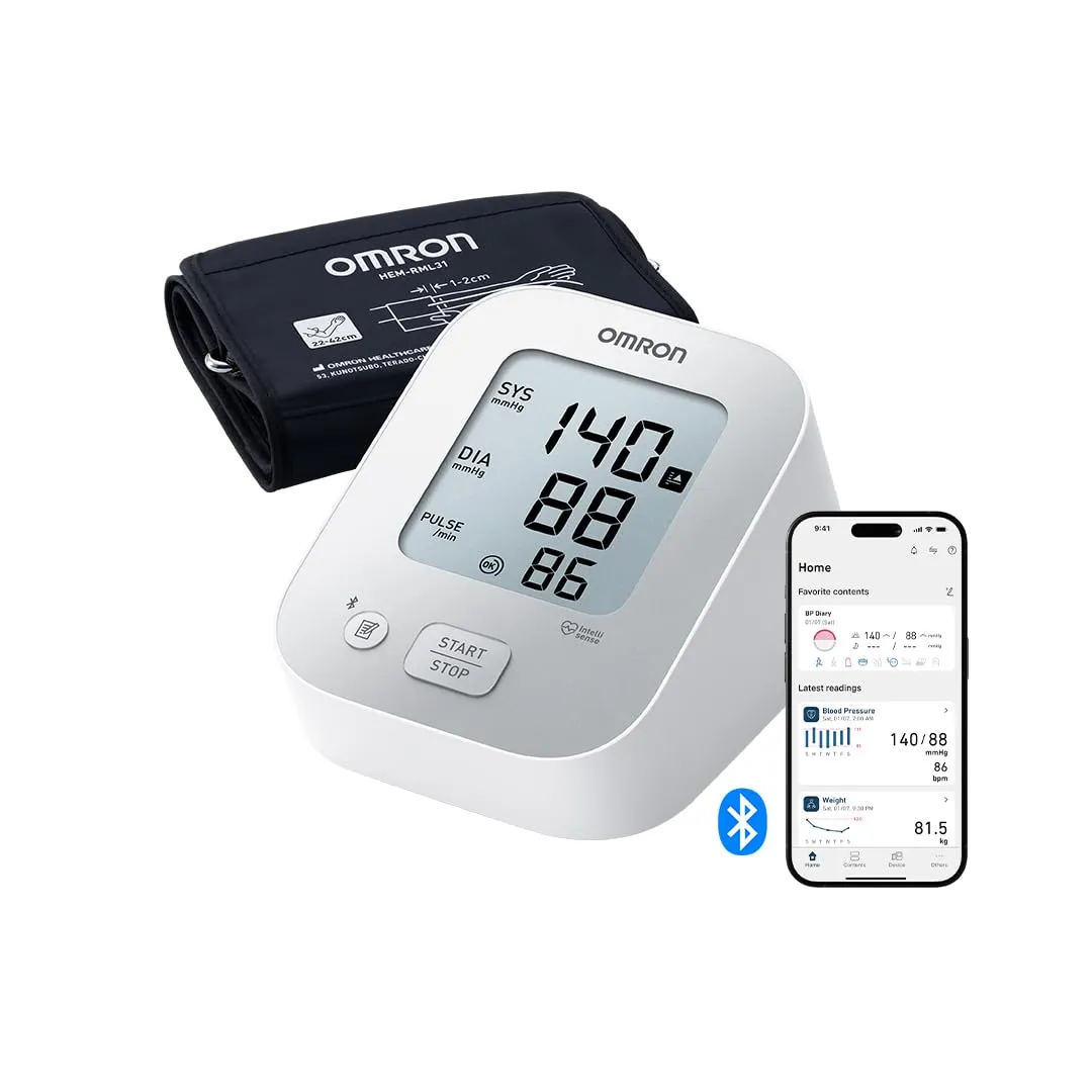 OMRON X2+ Connect, Misuratore di pressione misurazione precisa, Misuratore di pressione da braccio facile da usare ed efficace, Clinicamente validato con Bluetooth e bracciale universale (22–42 cm)