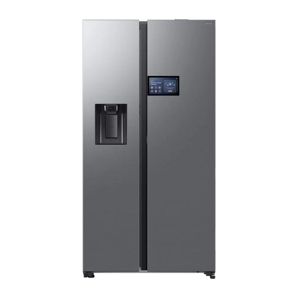 Samsung Frigorifero Side by Side AI Home RS90F65EDT/EF con Dispenser Acqua/Ghiaccio Senza Allaccio, Wifi con AI Energy Mode, SpaceMax, 614 L, LxAxP: 91,2 x 178,4 x 72,6 cm, Inox