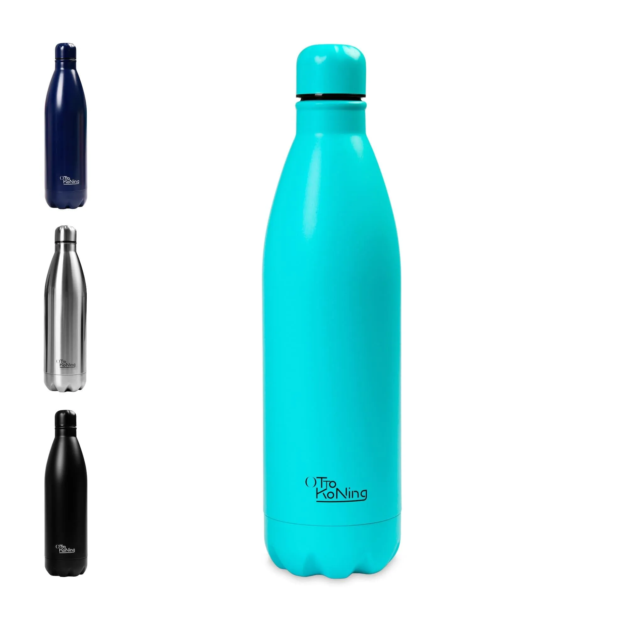 Borraccia Termica in acciaio inox da 1L - Otto Koning - Bottiglia termica isolata. Mantiene le bevande fredde per 24 ore e quelle calde per 12 ore. Bottiglia thermos a prova di perdite, senza BPA