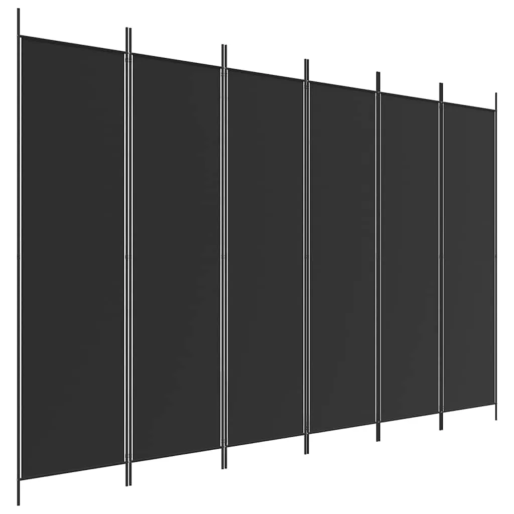 vidaXL Divisorio a 6 Pannelli Nero 300x200 cm in Tessuto