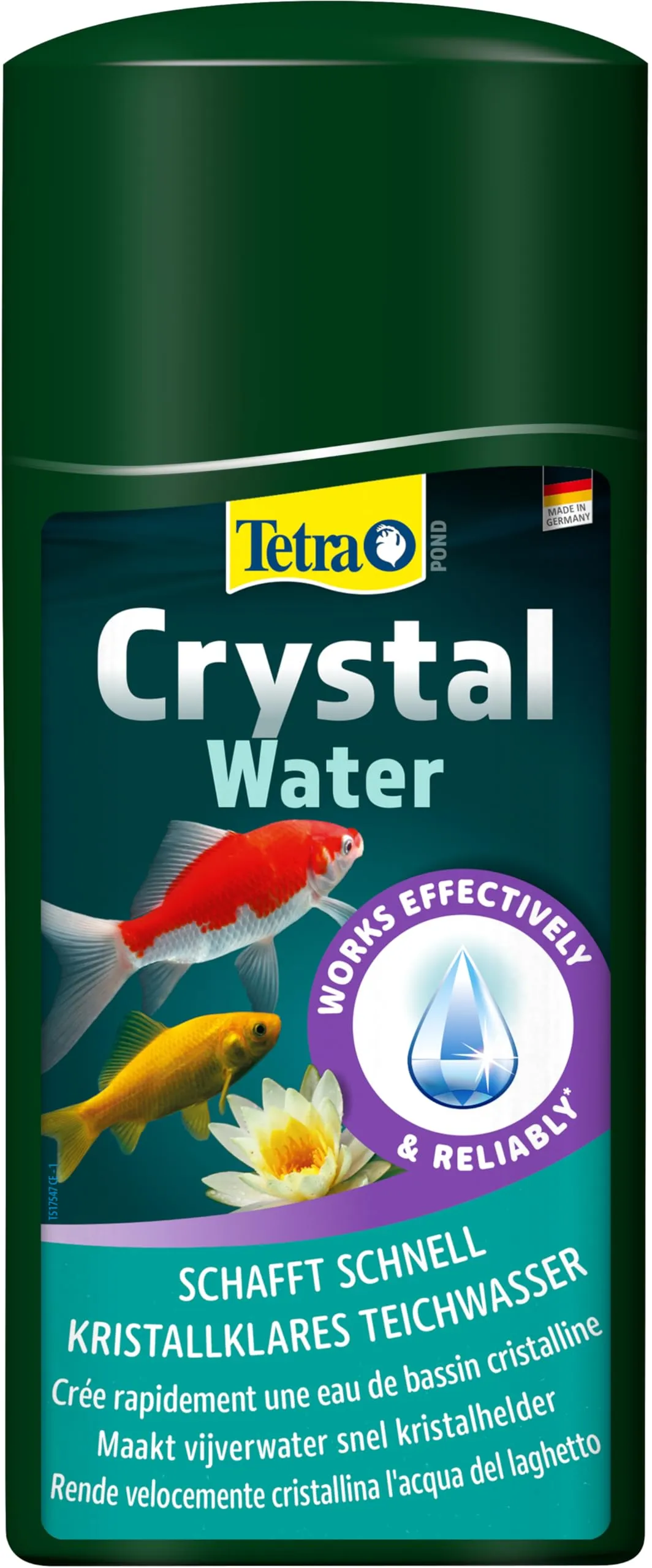 Tetra Pond CrystalWater 500 ml, Rimuove Efficacemente le Particelle di Sporcizia Sospese e Migliora la Trasparenza dell’Acqua del Laghetto