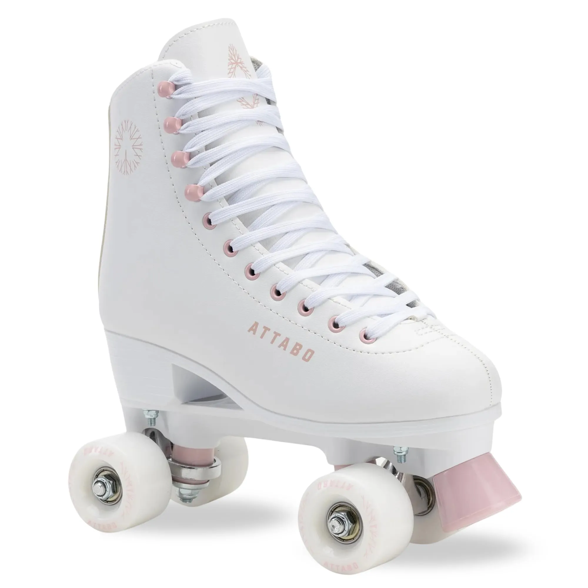 ATTABO Serena, pattini a rotelle da donna in pelle ecologica, cuscinetti ABEC-3, telaio in PP e pattina in alluminio, 54 × 32 mm, ruote PU 82A, freno in TPU, allacciatura classica, sicuri ed eleganti