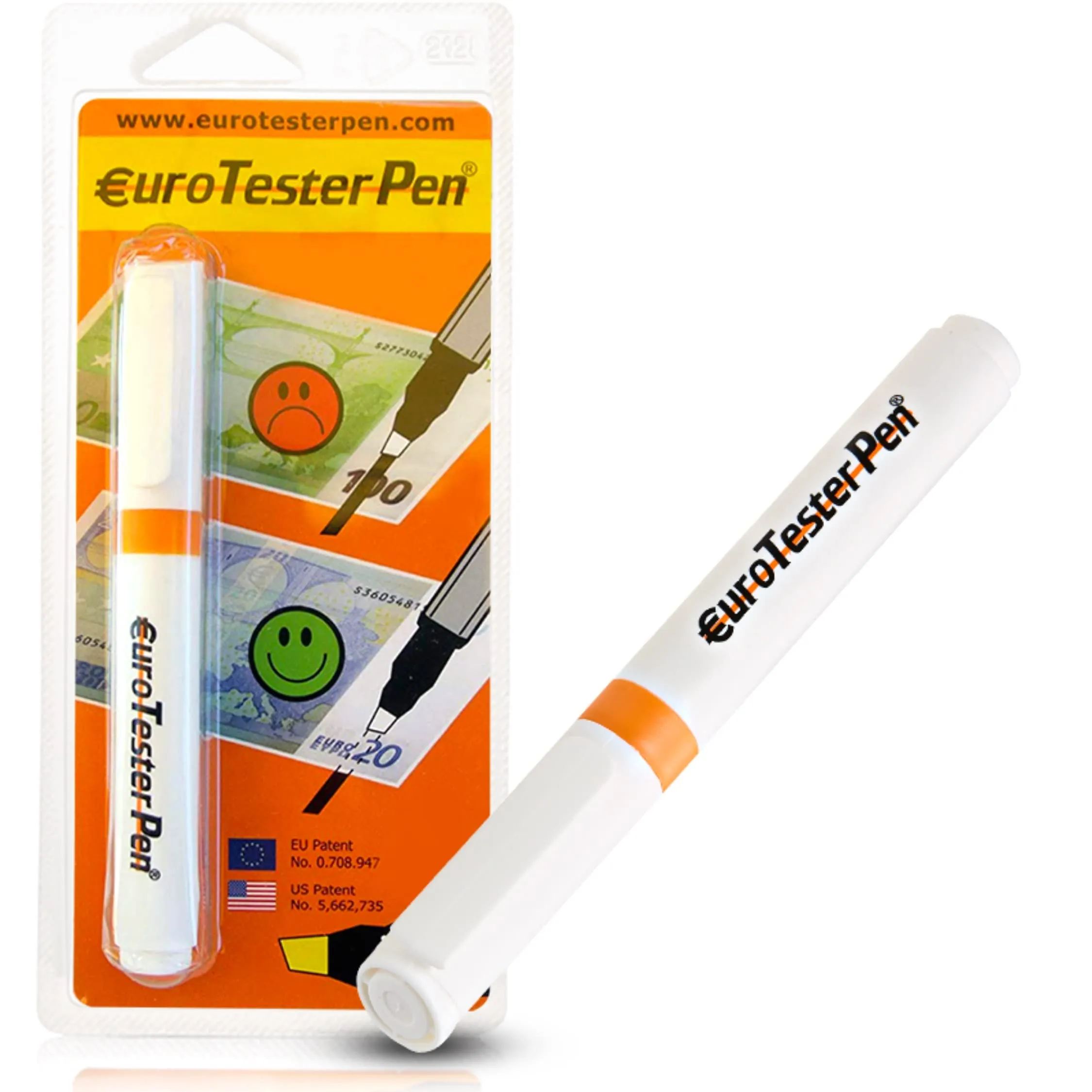 Euro Tester Pen XL - Verifica Banconote False Rilevatore, Penna Controllo per Soldi Professionale, Verificare Euro Dollaro Sterlina Falsi con Formula Brevettata, Made in Italy