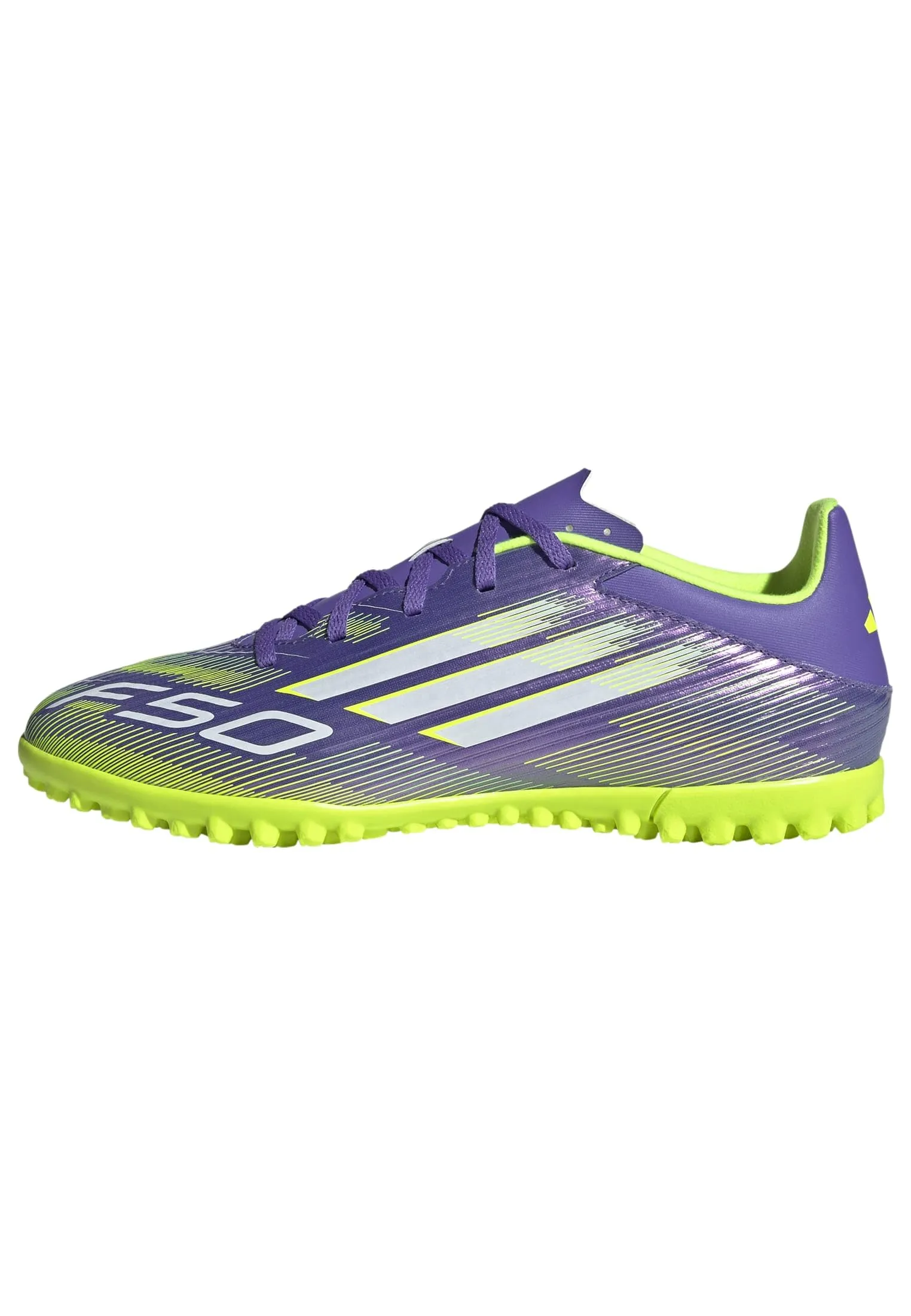 Adidas Unisex - Adulto F50 Club Turf Football Boots, Purple Rush/Cloud White/Lucid Lemon, 43 1/3 EU