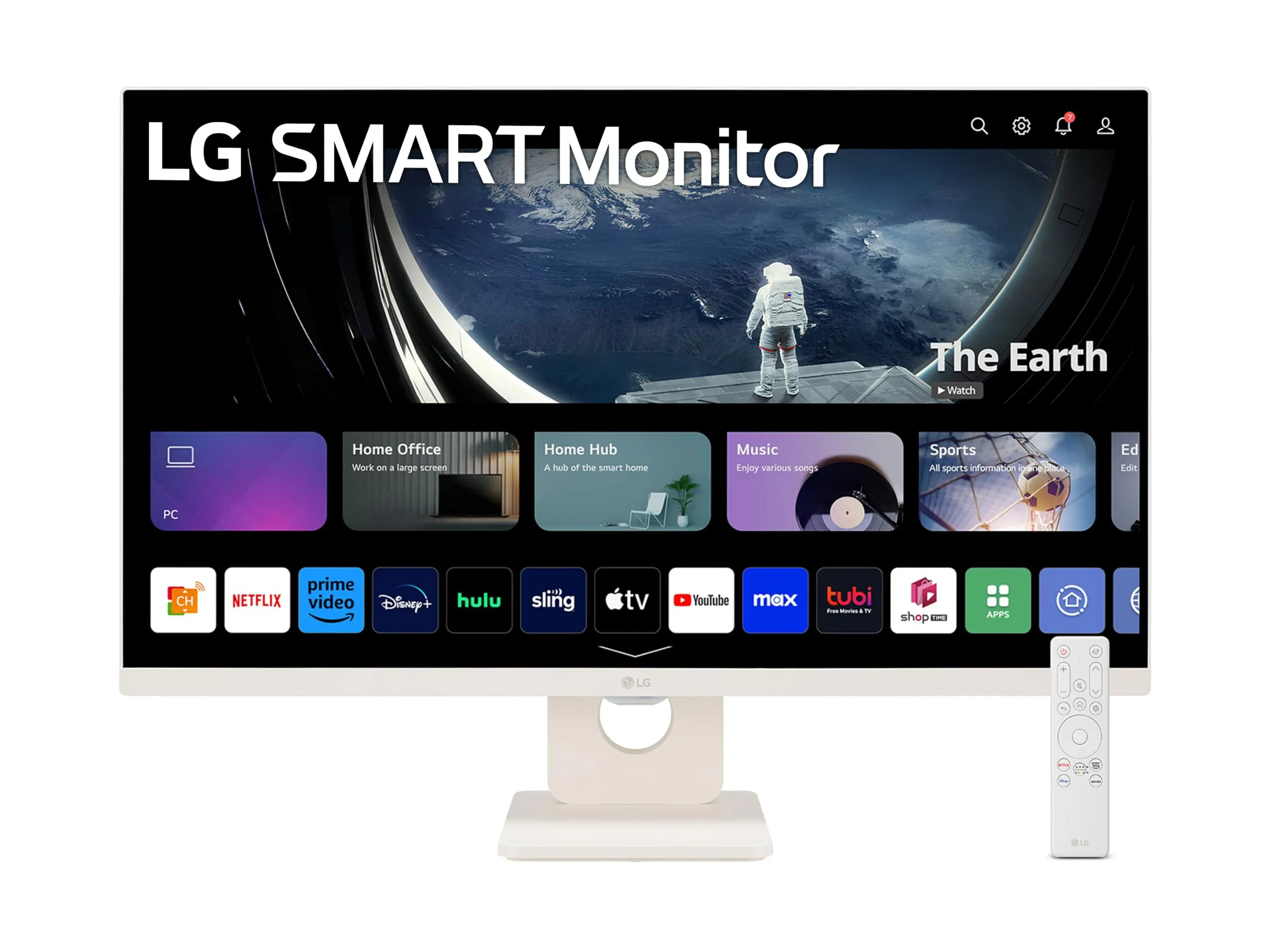 LG 27U511SA Monitor Smart 27" Full HD IPS HDR, webOS con app di streaming, Wi-Fi, Bluetooth, AirPlay, Screen Share, Speaker Stereo 10W, 2x HDMI, 2x USB, 100Hz, Eye Care Mode, Telecomando, Bianco