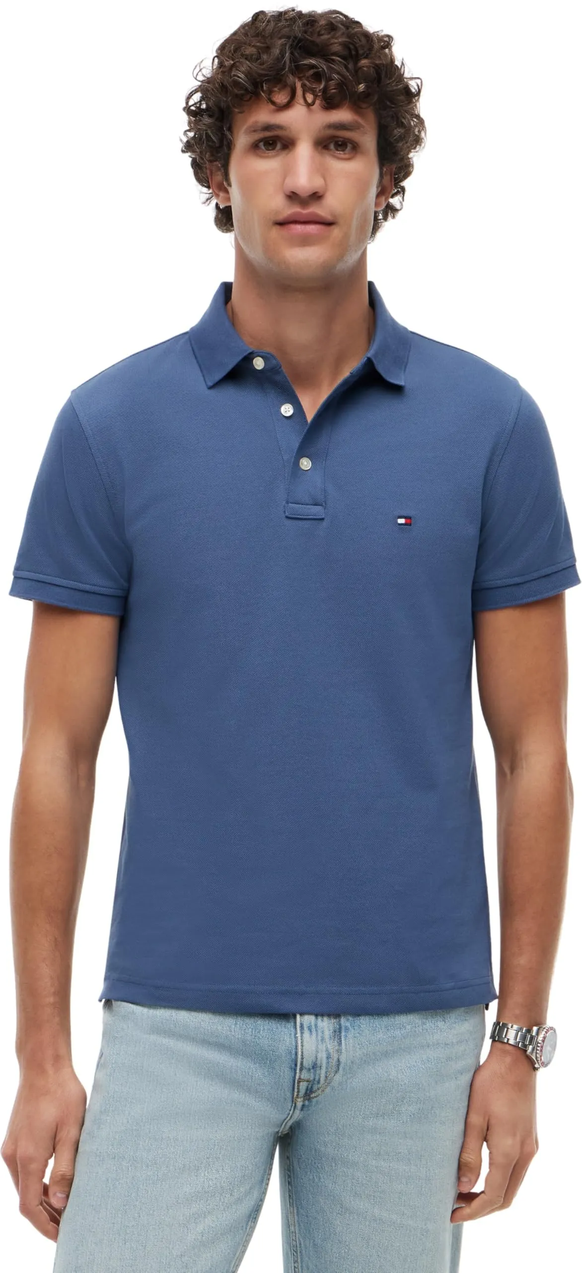 Tommy Hilfiger 1985 Slim Polo Mw0mw17771 Polo a Maniche Corte, Blu (Aegean Sea), L Uomo
