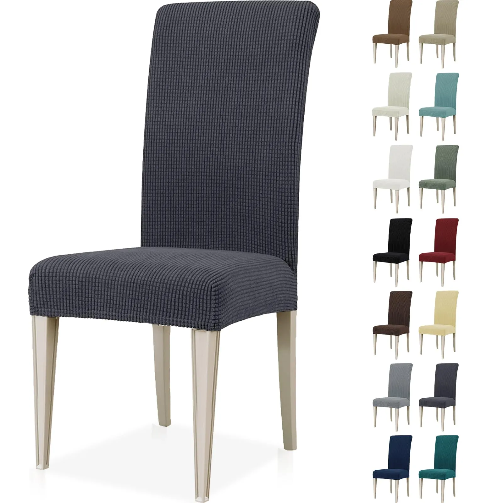 Ystyle Coprisedie con Schienale 6 Pezzi, Elasticizzato Copri Sedie Soggiorno Cucina, Universali Coprisedia Elasticizzati, Moderno Fodere per Sedie Antigraffio Gatto, Grigio