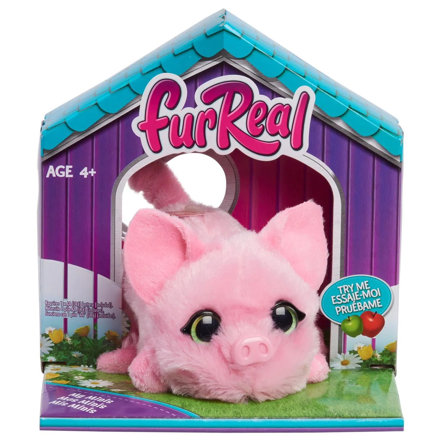 Just Play Peluche interattivo furReal My Minis Piglet, piccolo maialino di peluche con movimento, rosa, morbido peluche, giocattoli per bambini dai 4 anni