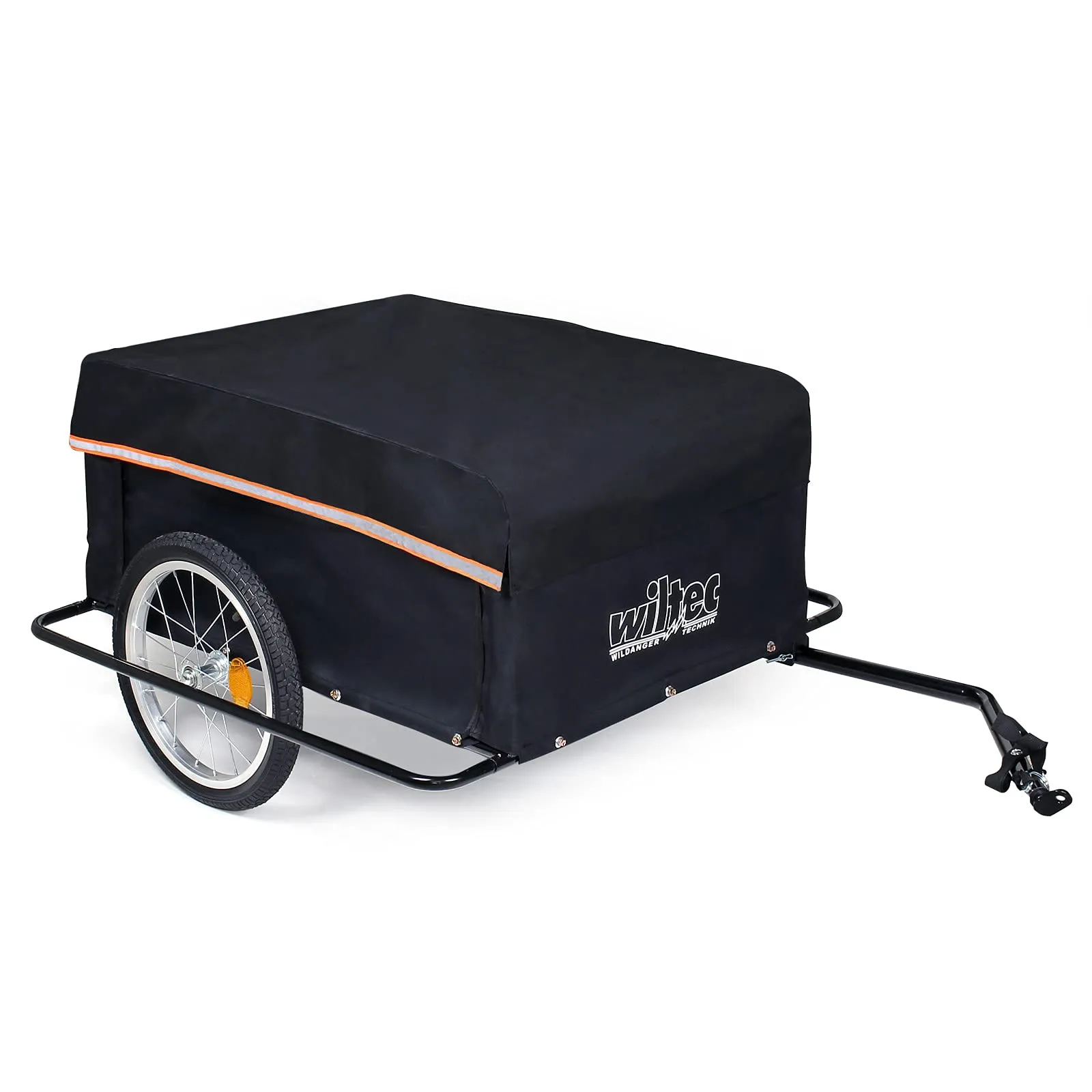 Wiltec Rimorchio per bici per carichi fino a 65 kg Protezione delle ruote Timone pieghevole Aggancio rapido