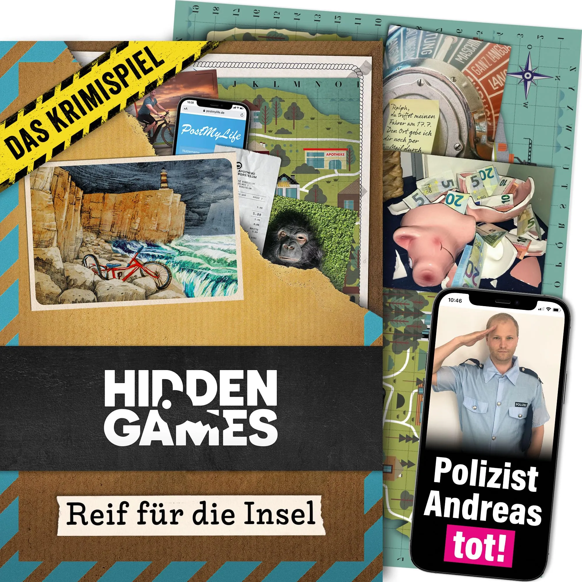 Hidden Games Luogo del Reato - L'isola dei misteri - Italiana - gioco realistico Della Scena del crimine, gioco emozionante del Detective, gioco Della Stanza di fuga