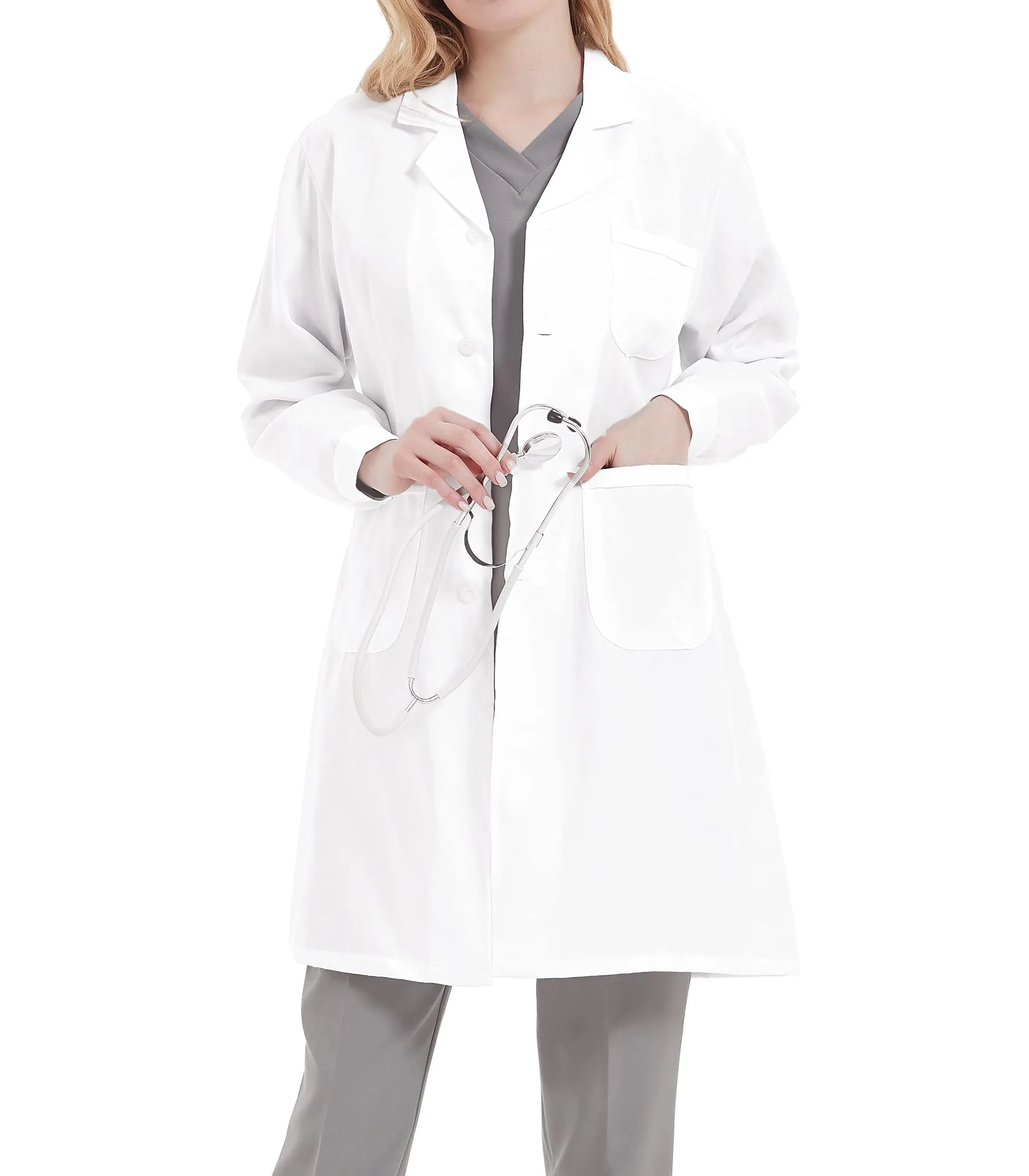 Dorimifa Donna Camice Bianco da Laboratorio Camici per Laboratorio di Chimica Studenti Sottile M