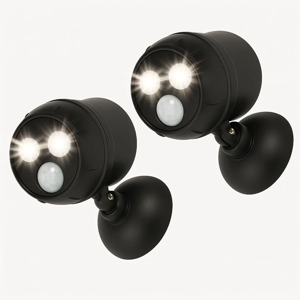 Proxinova Faretto LED da Esterno con Sensore di Movimento PIR Angolazione Regolabile, Confezione da 2 Faretti LED, Pratica Installazione, Faretti LED Esterno a batterie, Luci da Esterno di Sicurezza