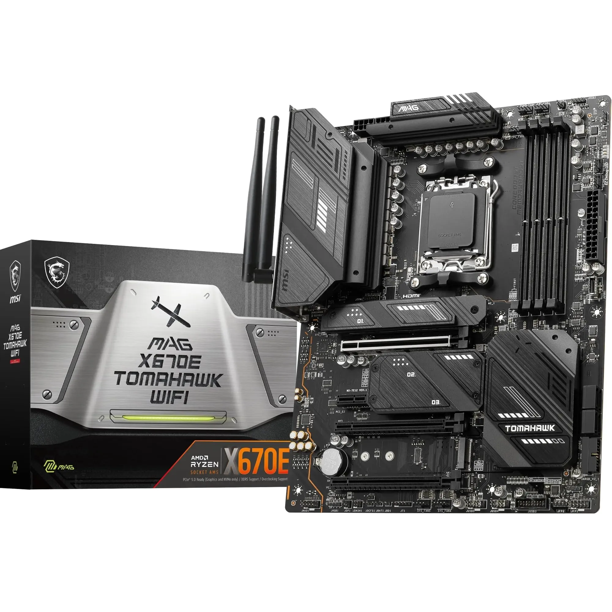 MSI MAG X670E TOMAHAWK WIFI Scheda Madre ATX - Supporta AMD Ryzen 7000, AM5-80A SPS VRM, DDR5 Memory Boost 6600+MHz/OC, PCIe 5.0 x16, M.2 Gen5, Wi-Fi 6E