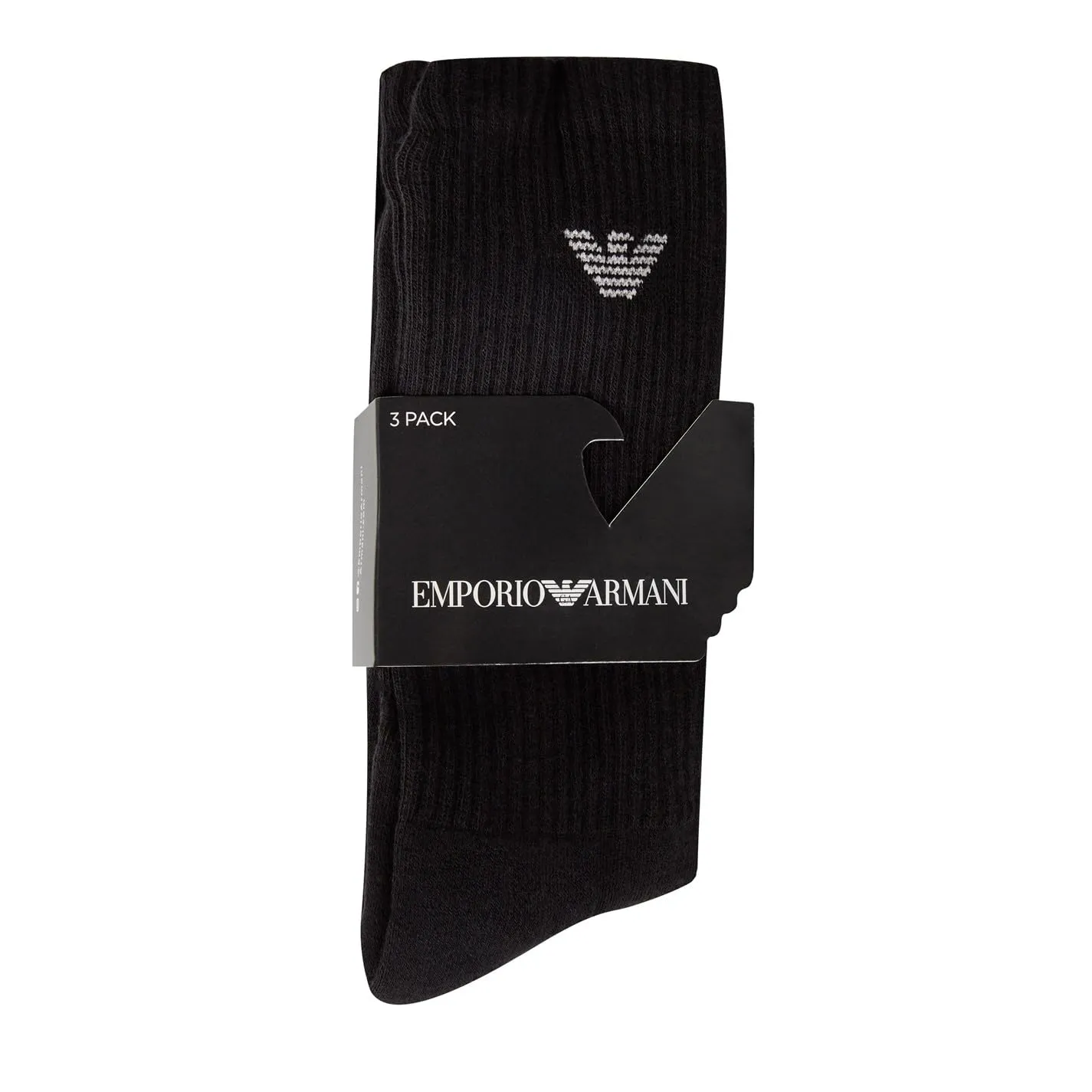 Emporio Armani Uomo 3-pack Medium Socks Sporty Terrycloth Confezione da 3 calzini medi, Nero, Taglia unica