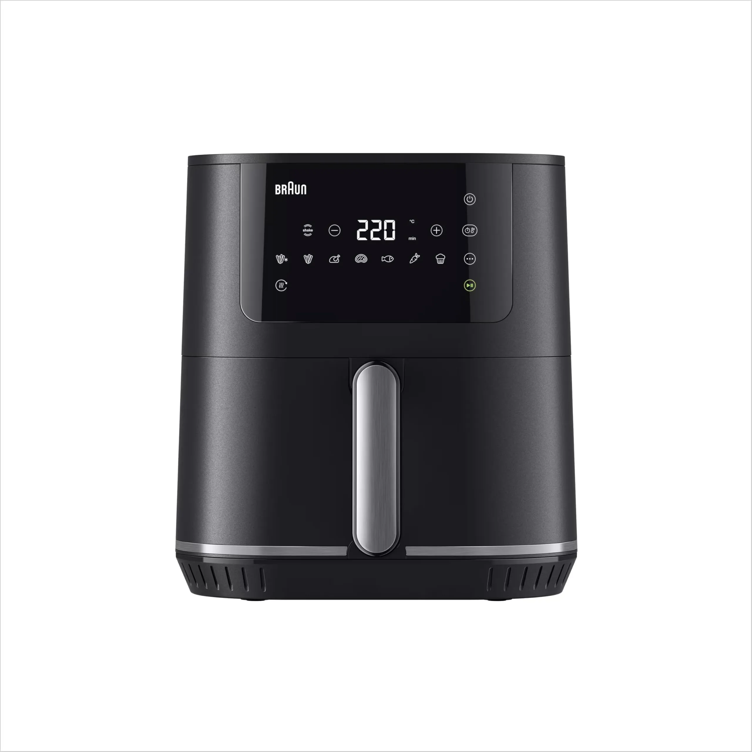 Braun MultiFry5 HF5030IBK, Friggitrice ad Aria, Capacità 6L, 8 Programmi di Cottura, Display Digitale LED, Piedini Antiscivolo, Temperatura 80-200°, Cestello Lavabile Lavastoviglie, 1700W, Nero Opaco
