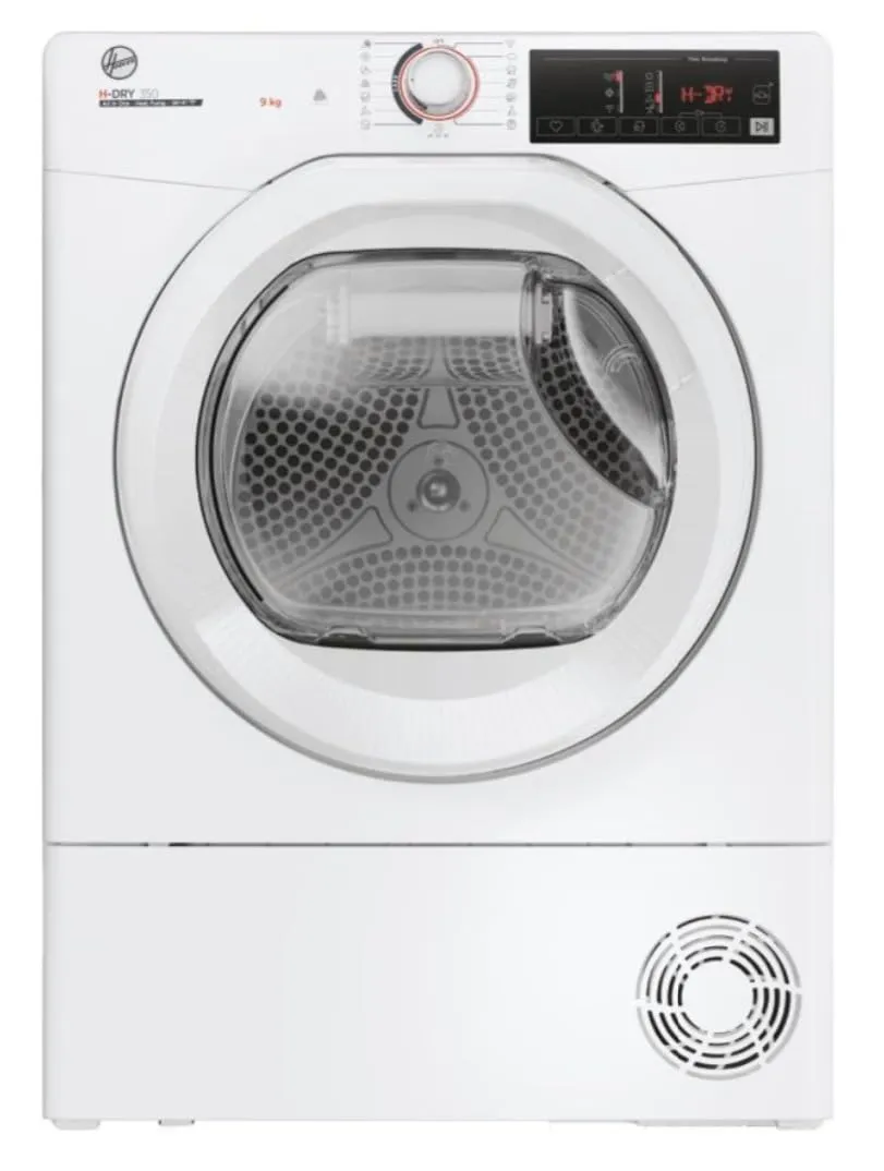 Hoover H-DRY 350 Asciugatrice 9 Kg, Pompa di Calore, Libera Installazione, Classe A++, Certificazione Woolmark, AxLxP 85x60,4x59,6, Bianca - HR4 H7A2TE-S