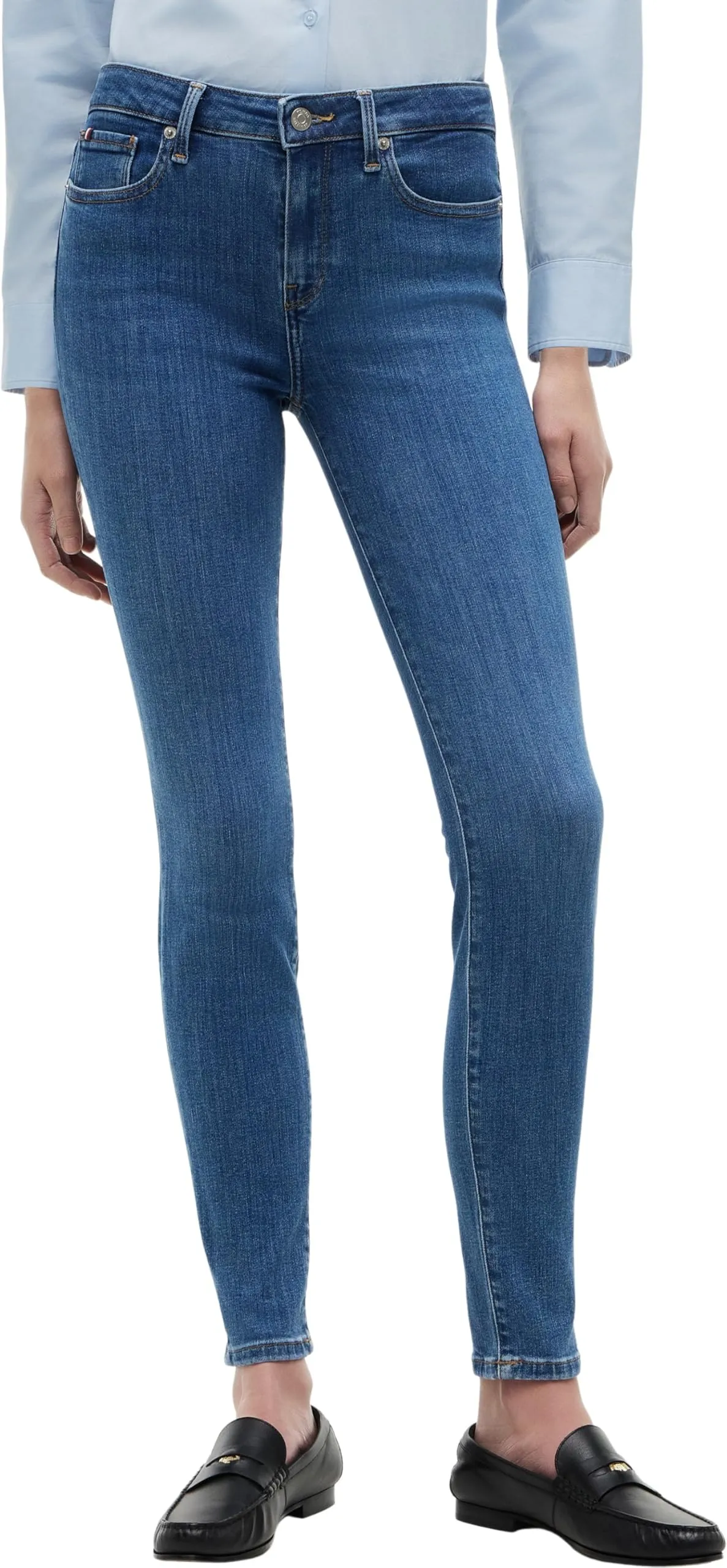 Tommy Hilfiger Donna Jeans Como Skinny Fit, Blu (NOS Mid Blue), 30W/24L