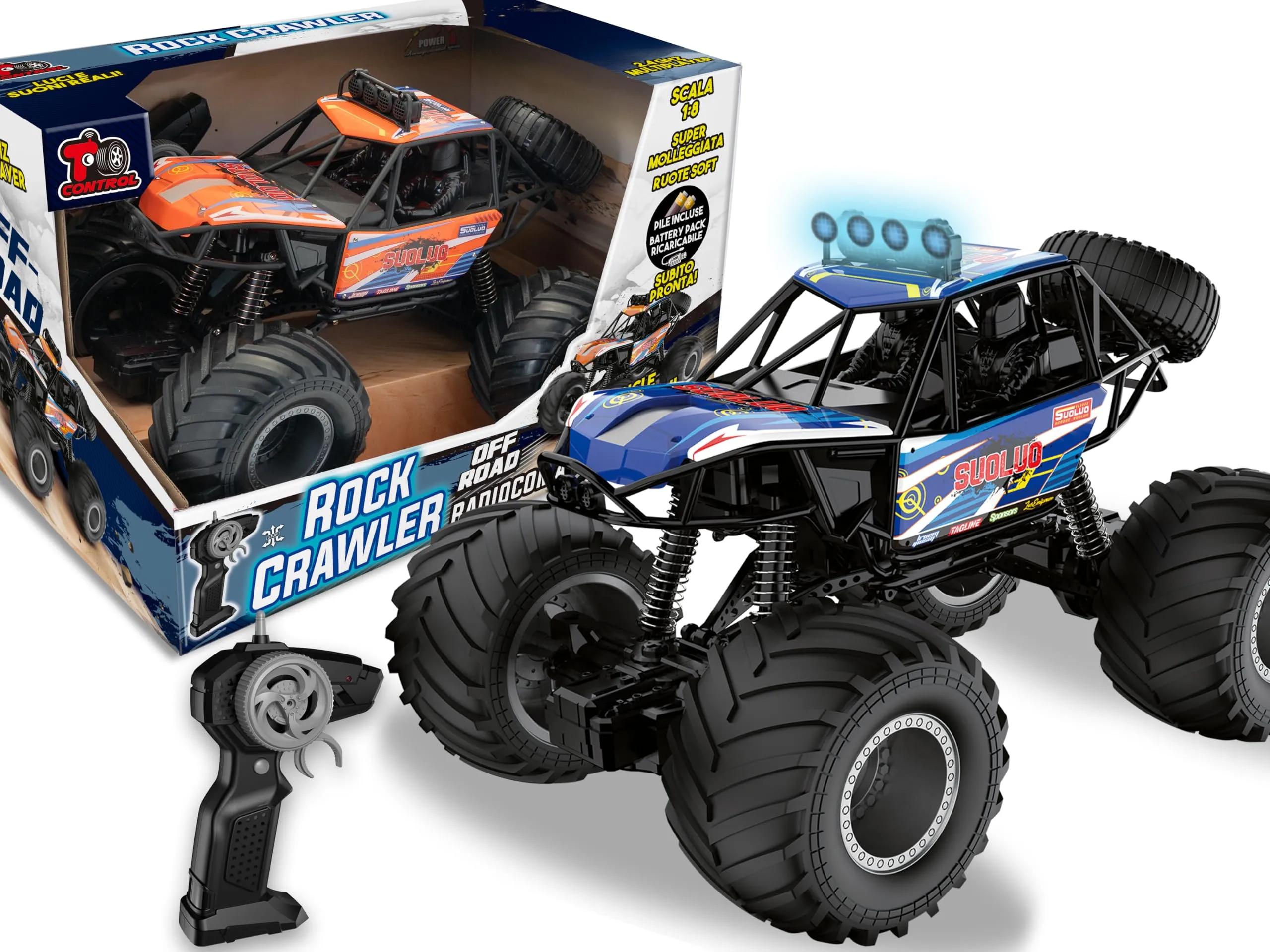 Teorema Giocattoli, Monster Truck Gigante Scala 1:8, Macchina Telecomandata per Bambini, Potente Fuoristrada RC Car Radiocomandata con Luci, Suoni e Batteria Ricaricabile Inclusa