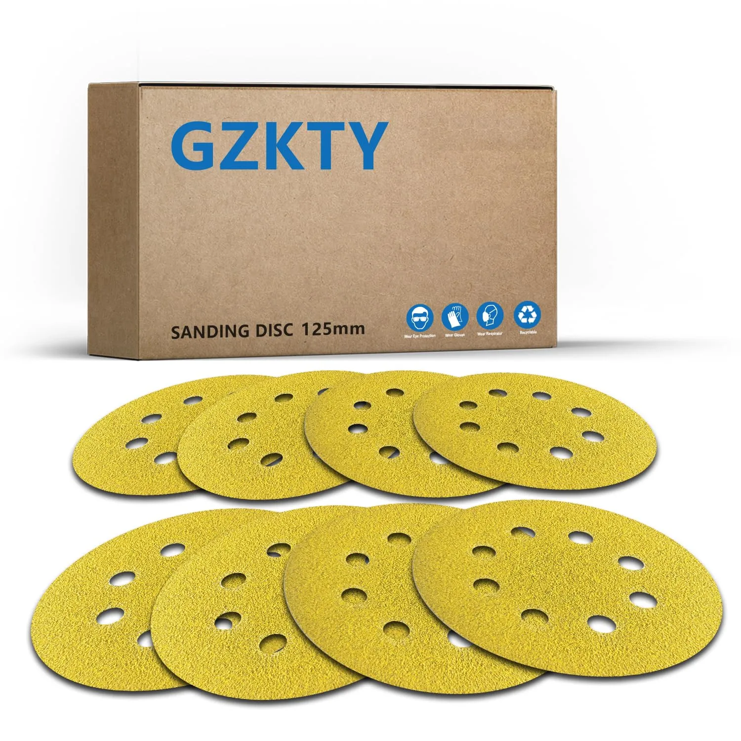 90 Pezzi Dischi Abrasivi 125mm con Sistema a Gancio e Anello per Levigatrice Orbitale, 8 Fori - Grana 60/80/120/150/180/240/320/400/600 - Carta Abrasiva per Legno e Metallo