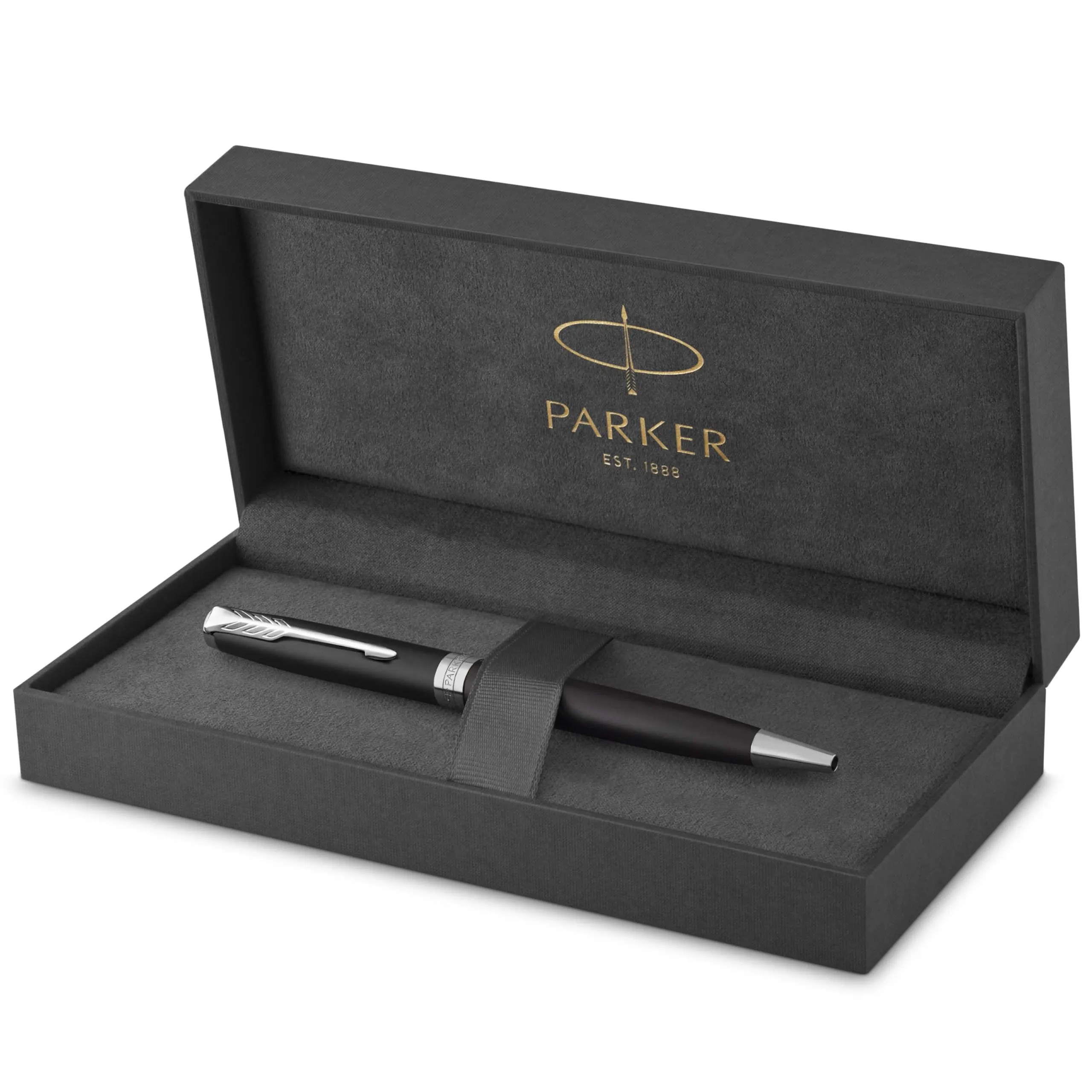 PARKER Sonnet Penna a Sfera, Laccatura di Colore Nero Opaco con Finiture in Palladio, Pennino Medio, Confezione Regalo