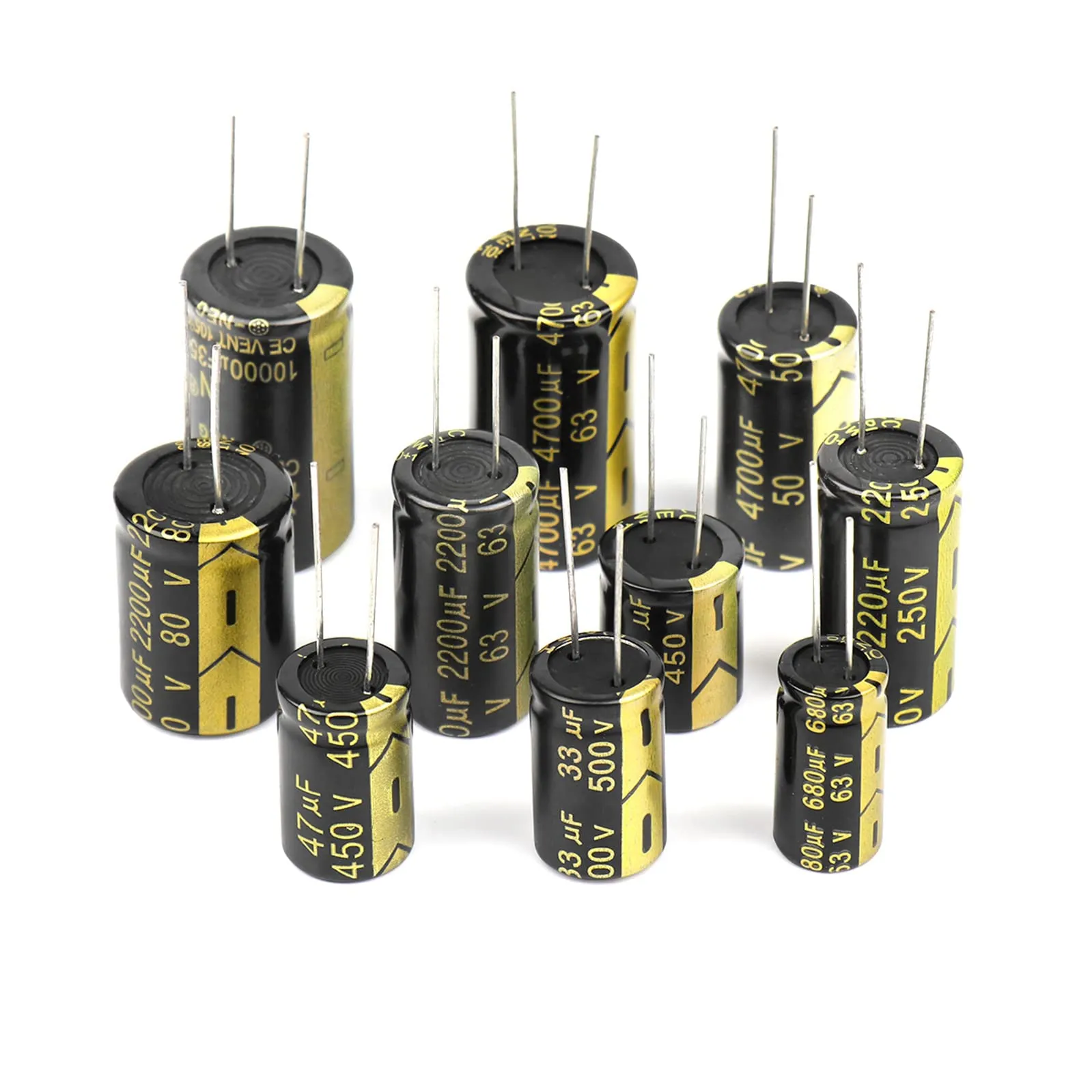EFARMA Condensatori elettrolitici, condensatore elettronico in Alluminio da 2 Pezzi 25/35/50/63/100/160/200/250/450V Condensatore a Bassa ESR ad Alta frequenza