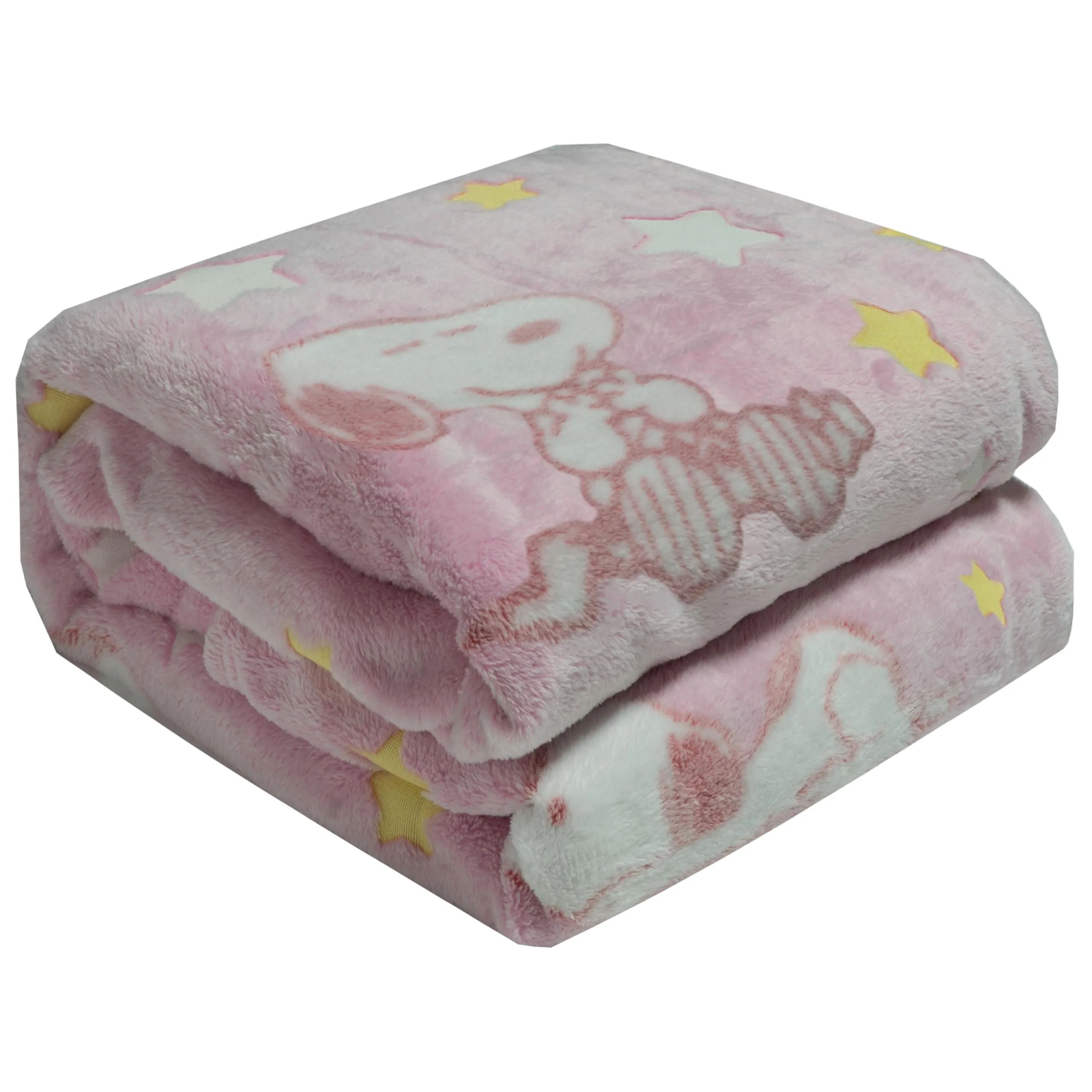 Kanguru Snoopy Glow in the Dark Rosa, Soffice coperta pile che si illumina al buio, plaid microfibra, 130x150 cm, idea regalo Natale o Compleanno, bambino o bambino, ideale per camera o cameretta