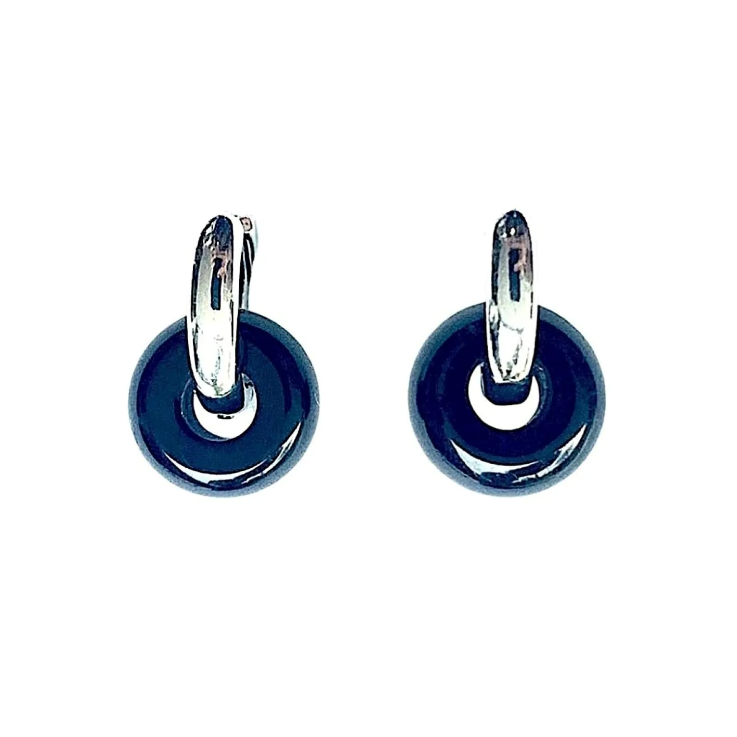 ASTER ALHELÍ - Cerchietti Orecchini Donna Placcati in Oro o Platino con Pietre Naturali - Orecchini Donna Ciondolo a Pietre Semipreziose - Orecchini Particolari Donna (Nero, Placcato platino)