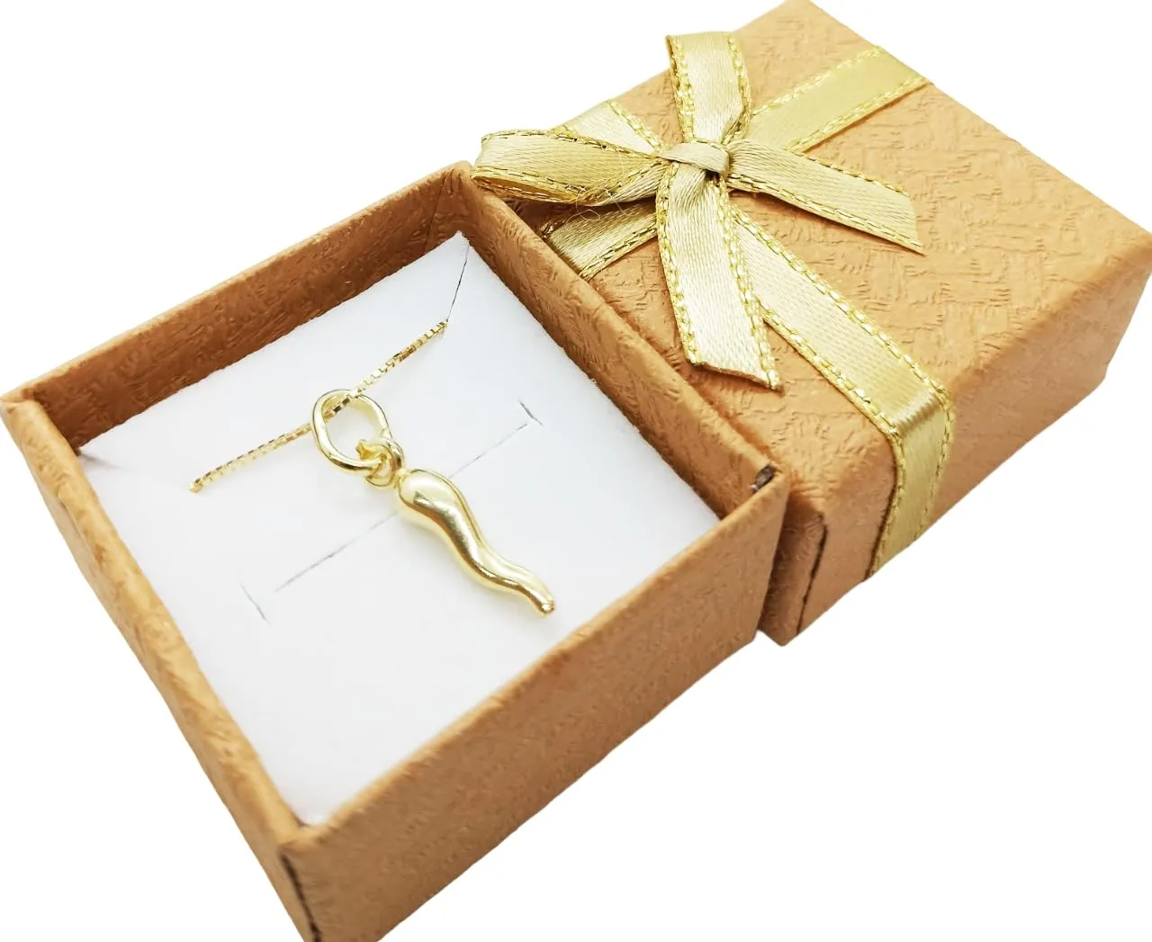 Collana Cornetto Corno Argento 925 Placcato Oro Dorato Portafortuna Uomo Donna