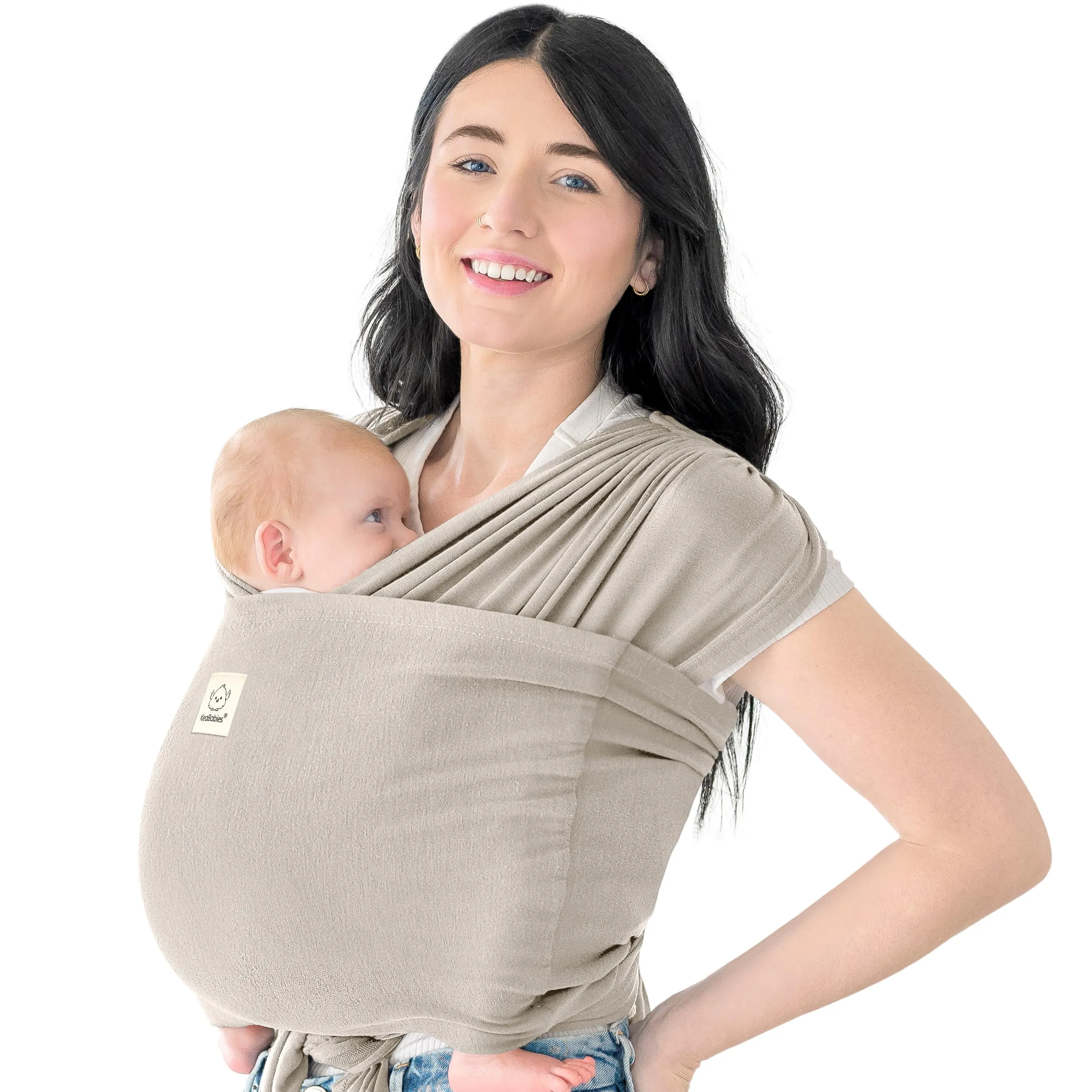KeaBabies Fascia Porta Bebè D-Lite - Facile Da Trasportare, Fascia Porta Bebè Regolabile, Fascia Porta Bebè Da Neonato A Bambino, Porta Bebè Ad Anello, Fascia Portabebè Ad Anello (Stone Gray)