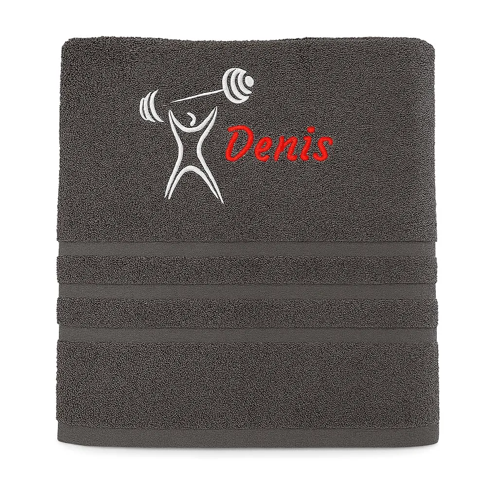 Asciugamano personalizzato con nome Nome sportivo splendidamente ricamato Asciugamano da bagno Asciugamano in cotone 100% personalizzato con nome (100 x 50 cm, Fitness)